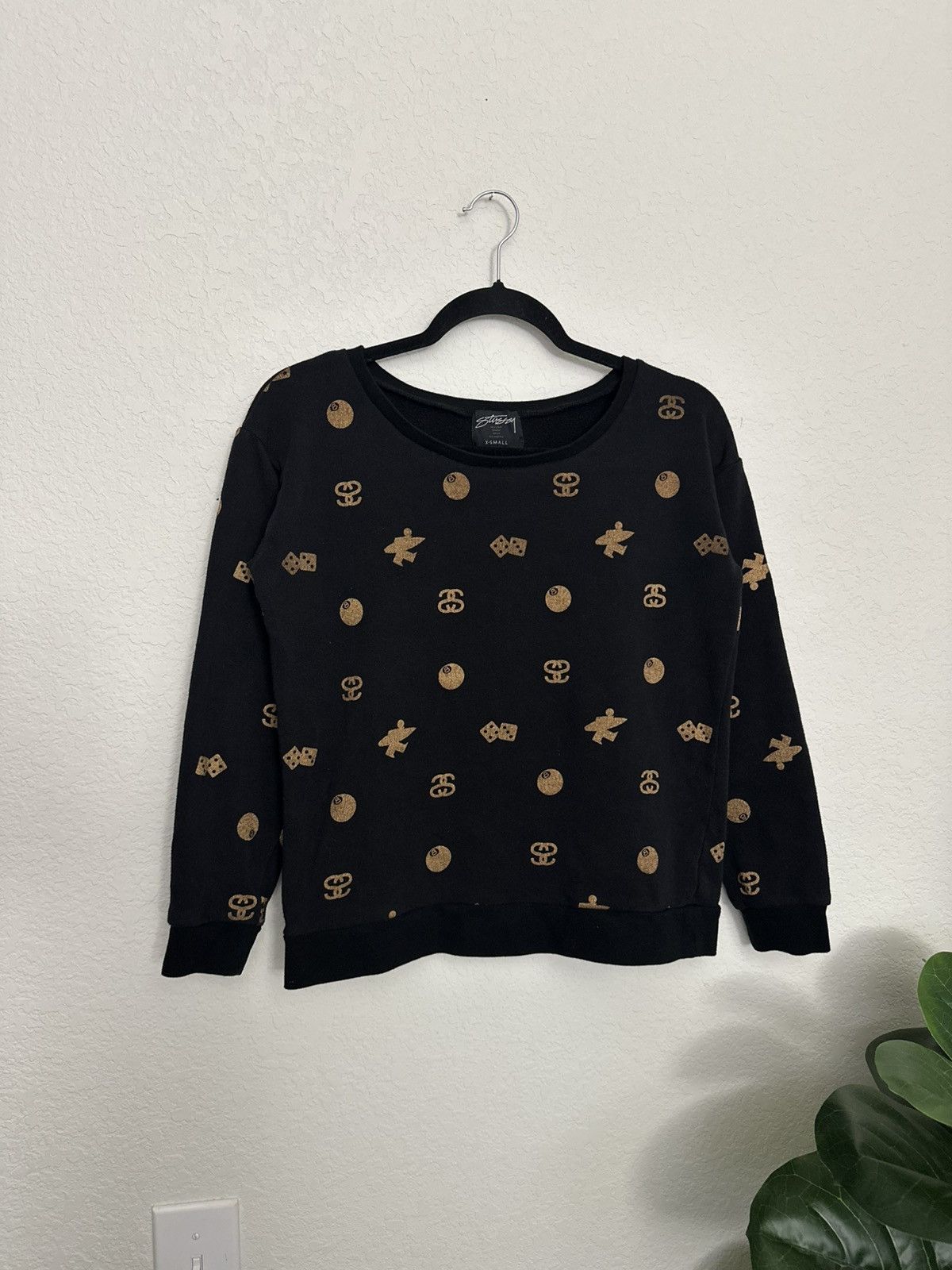 Stussy × Vintage Vintage 90s Stussy Streetwear AOP Sweatshirt Women’s XS Size XS / US 0-2 / IT 36-38 - 2 Thumbnail