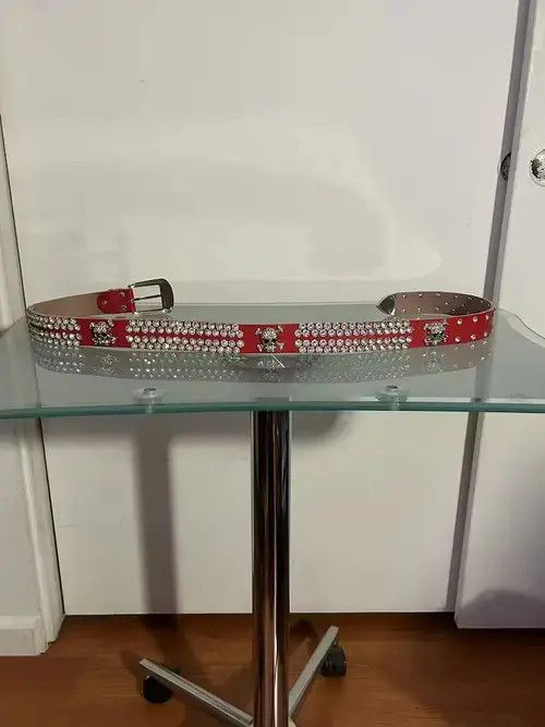 Japanese Brand × Vintage Y2K Rhinestone Skull Belt (red) Size 32 - 1 Thumbnail