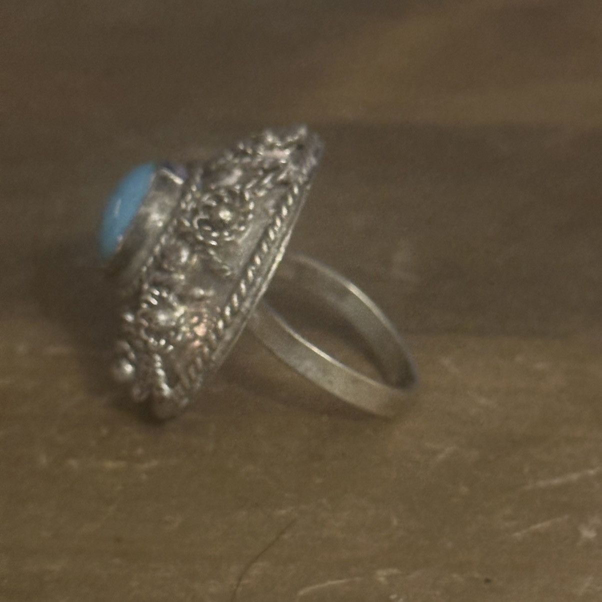 Vintage Vintage large pewter Ruskin ornate dome ring Size ONE SIZE - 6 Thumbnail