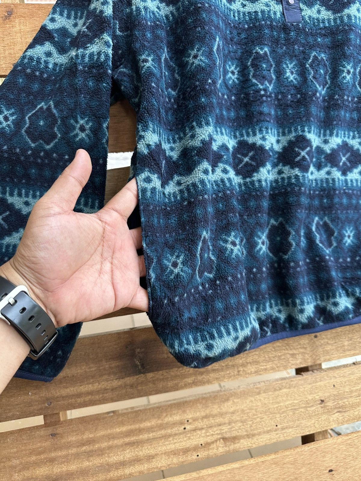 L.L. Bean Vintage LL Bean Navajo Style Fleece Half Button Jumper Size US L / EU 52-54 / 3 - 6 Thumbnail