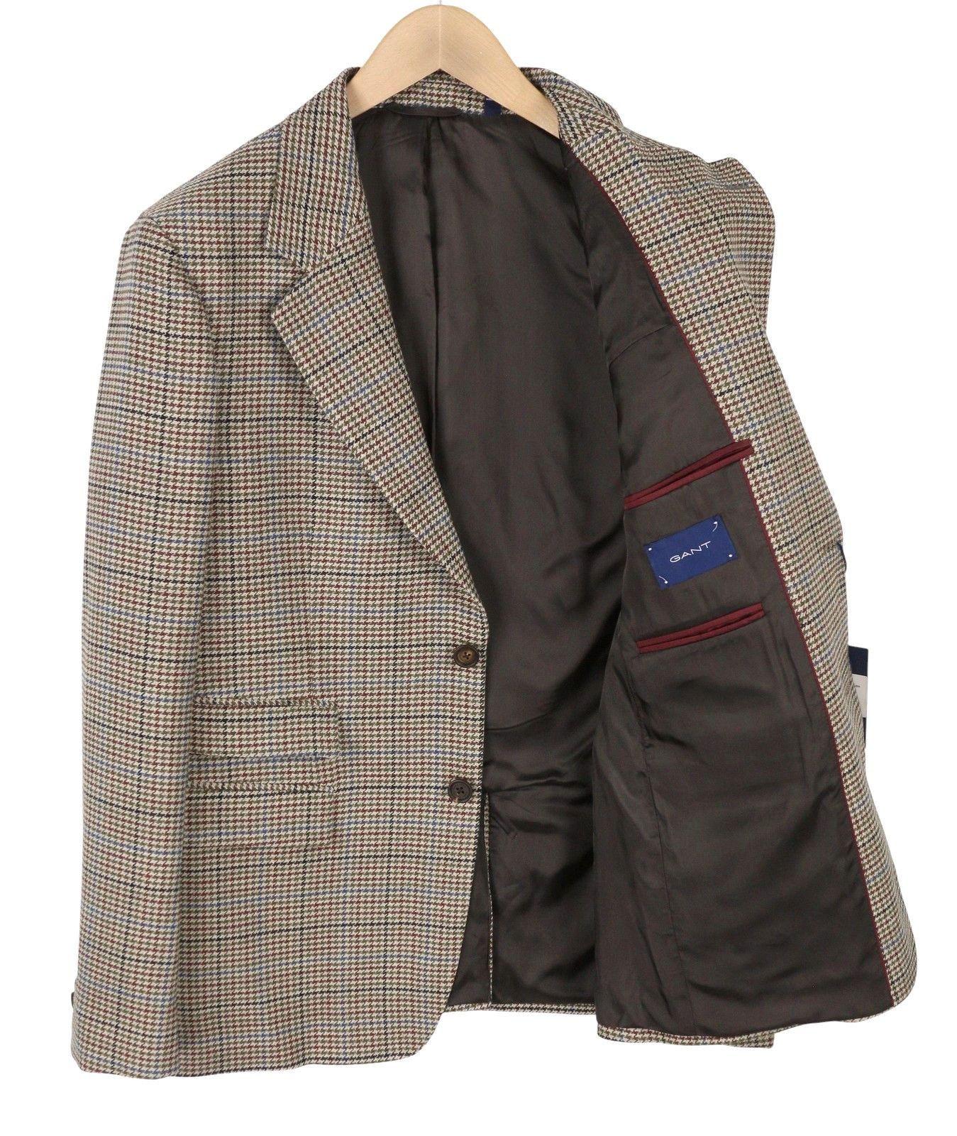 Gant HOUNDSTOOTH CHECK EU50 Dark Khaki Wool Blazer 87325 Size 40R - 3 Thumbnail