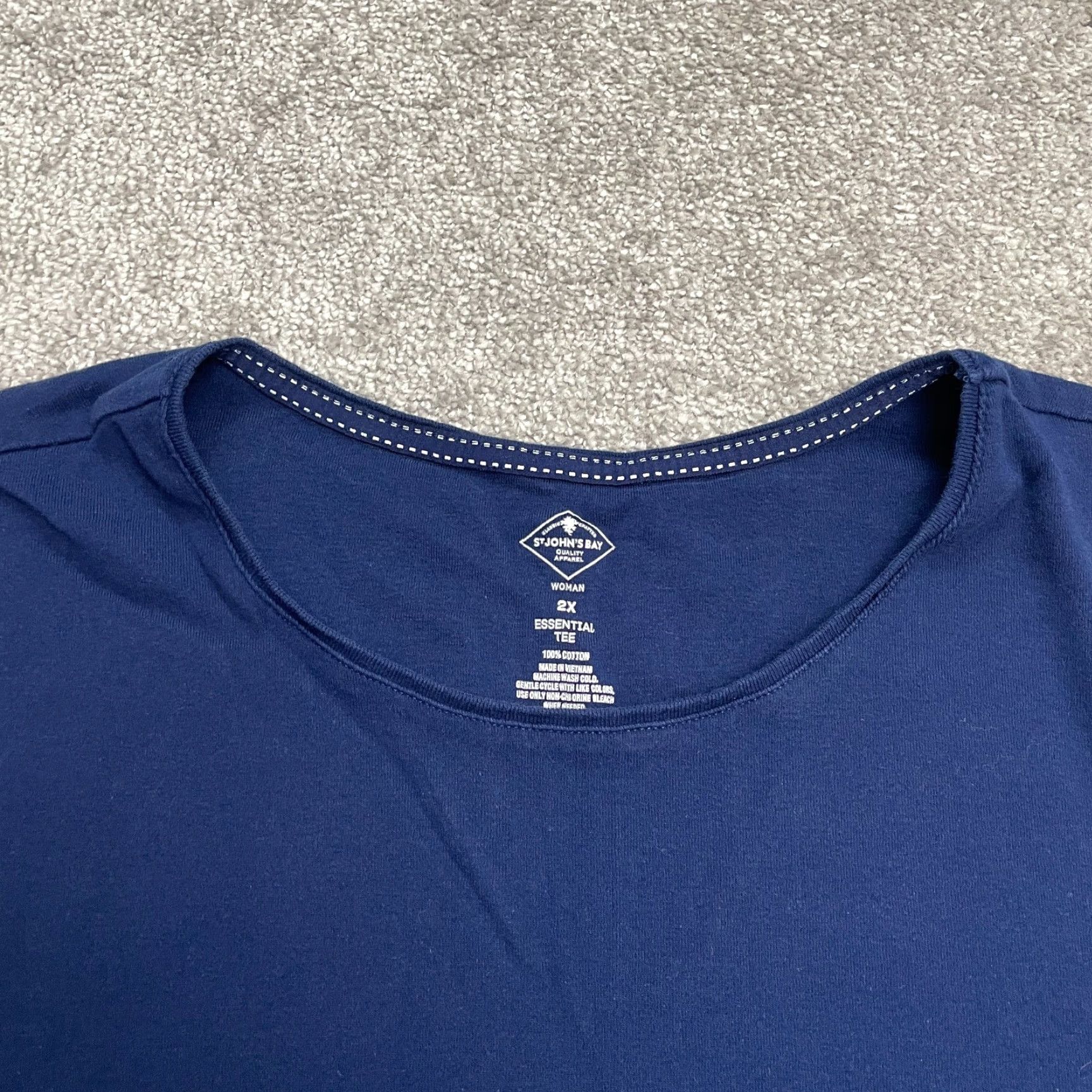 Vintage St. John's Bay Basic T-Shirt Womens 2X Blue Round Neck Cotton Essential Tee Top Shirt Womens 2X Blue Casual Short Sleeve Size XXL / US 16-18 / IT 52-54 - 3 Thumbnail