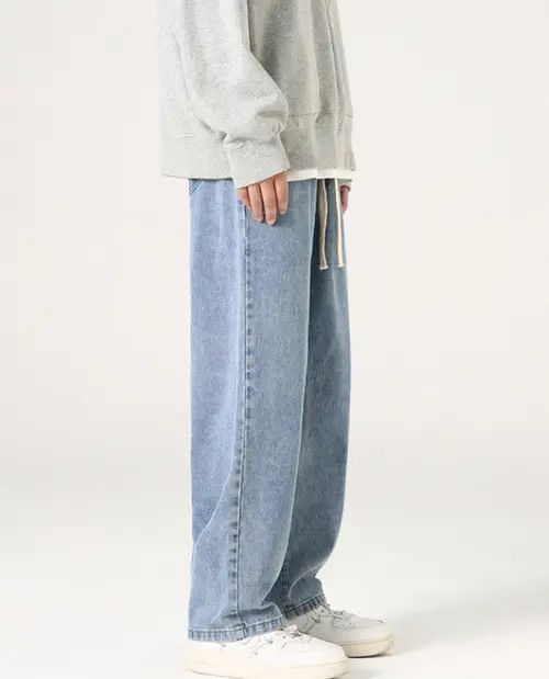 Japanese Brand Washed wide-leg casual drawstring baggy jeans Size US 32 / EU 48 - 3 Thumbnail