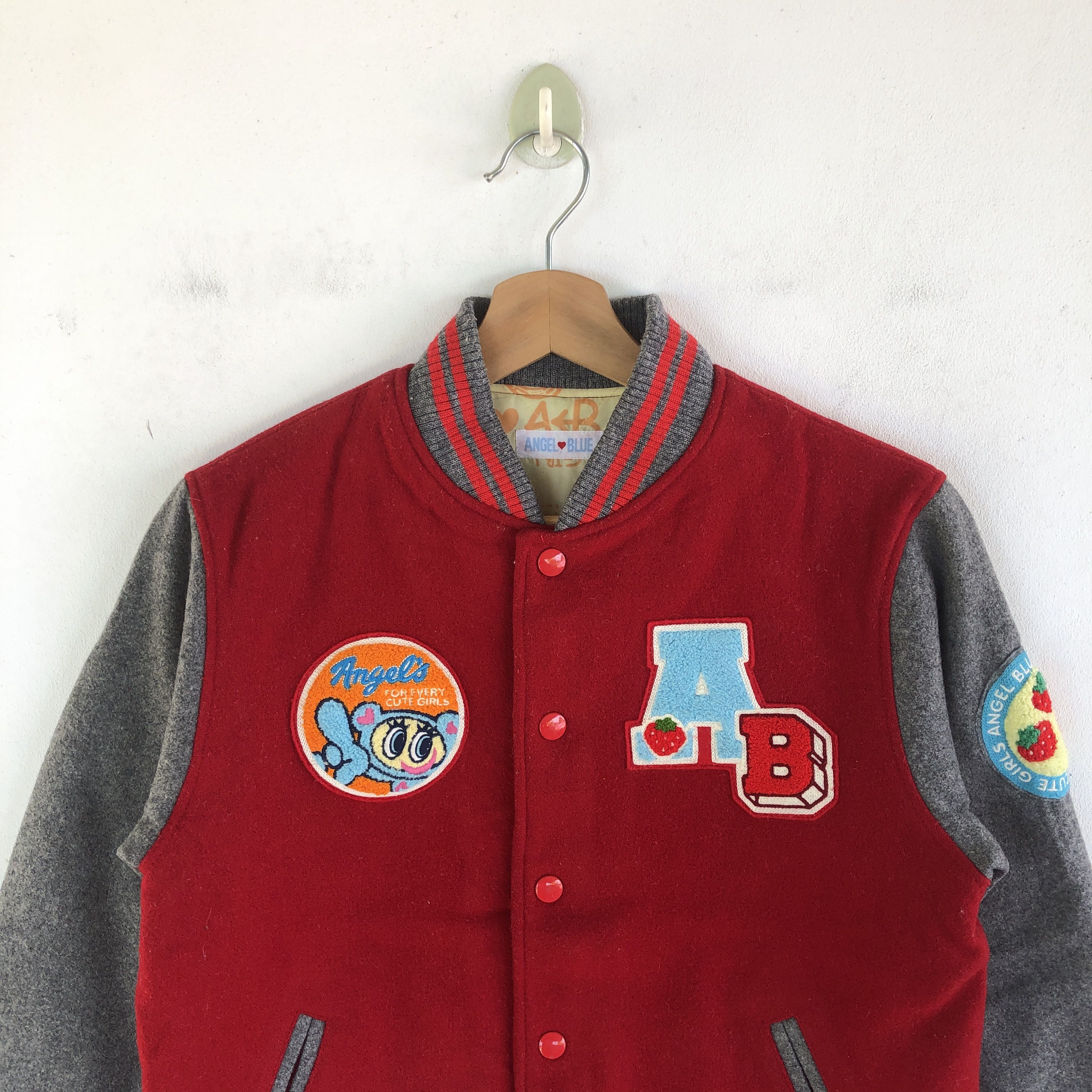 Japanese Brand × Vintage Vintage Angel Blue Letterman Patches Varsity Wool Jacket Size XS / US 0-2 / IT 36-38 - 3 Thumbnail