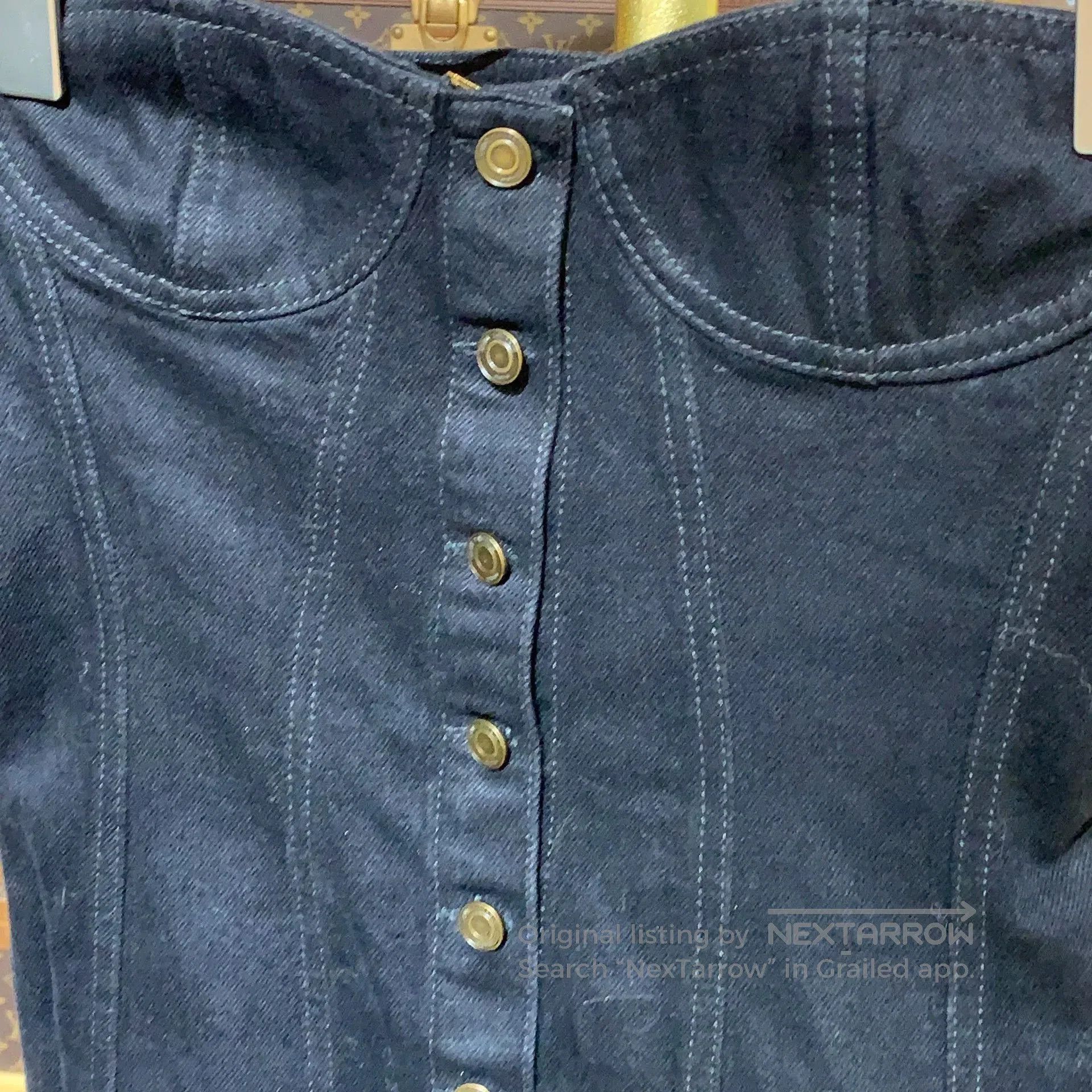 Saint Laurent Paris Saint Laurent Black Denim Strapless Dress. Size XS / US 0-2 / IT 36-38 - 4 Thumbnail