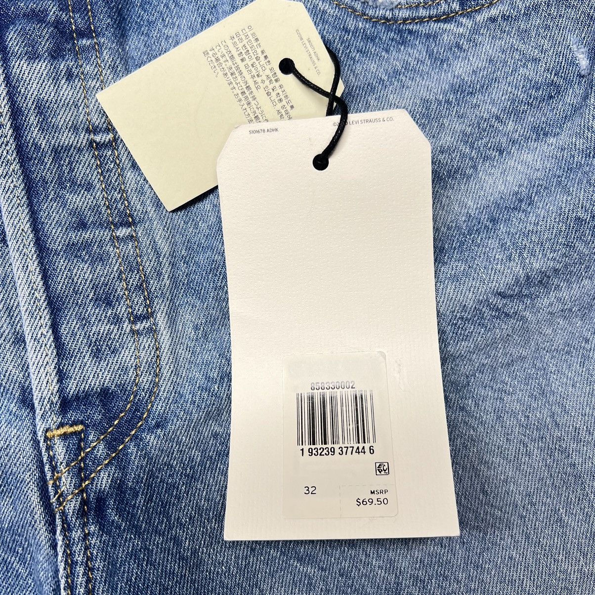 Levi's NEW Levis Premium Jean Shorts Blue 501 Mid Thigh Distressed Size 32" / US 10 / IT 46 - 8 Thumbnail
