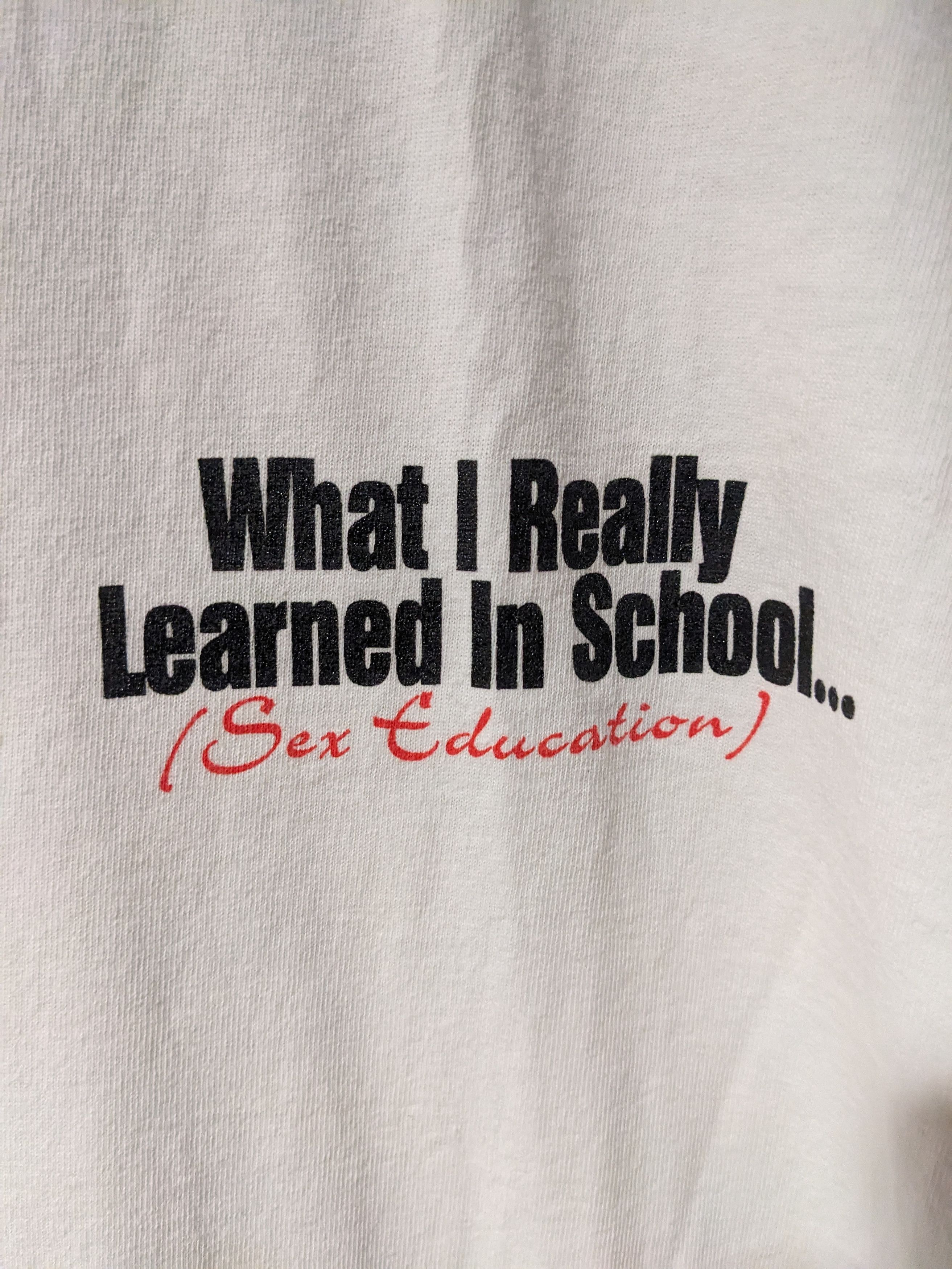 Gildan × Vintage Vintage 1997 Sex Education What I Really Learned T-Shirt Size US XL / EU 56 / 4 - 5 Thumbnail