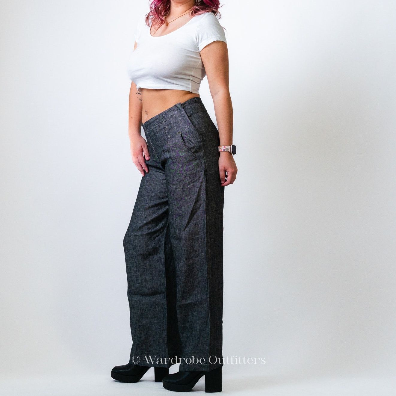 Designer Max Studio Grey Wide Leg Dress Slacks Size 28" / US 6 / IT 42 - 4 Thumbnail