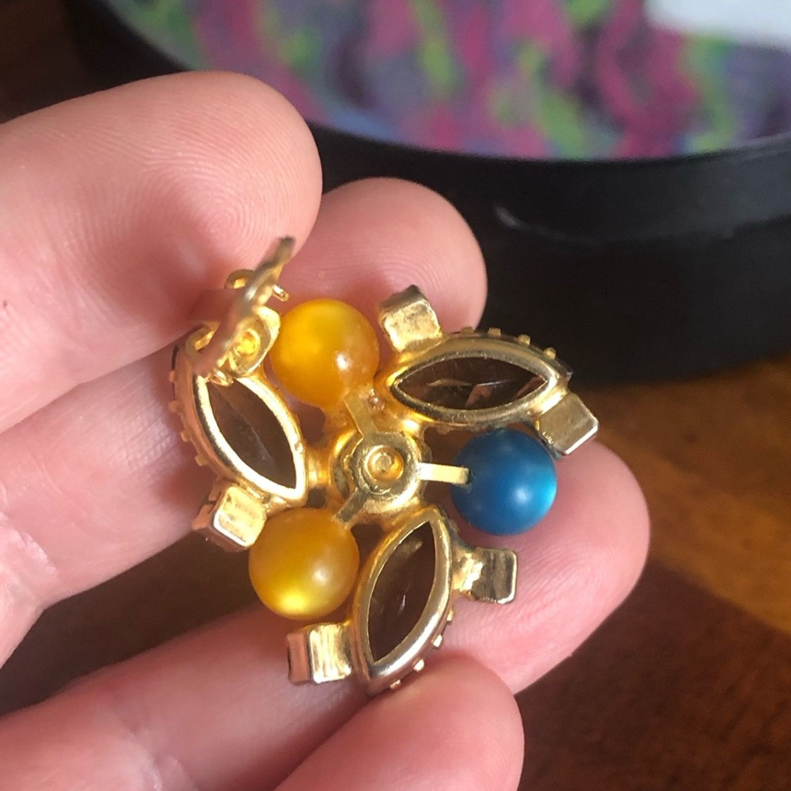 Vintage Vintage marquis faceted brown topaz glass earrings Size ONE SIZE - 8 Thumbnail