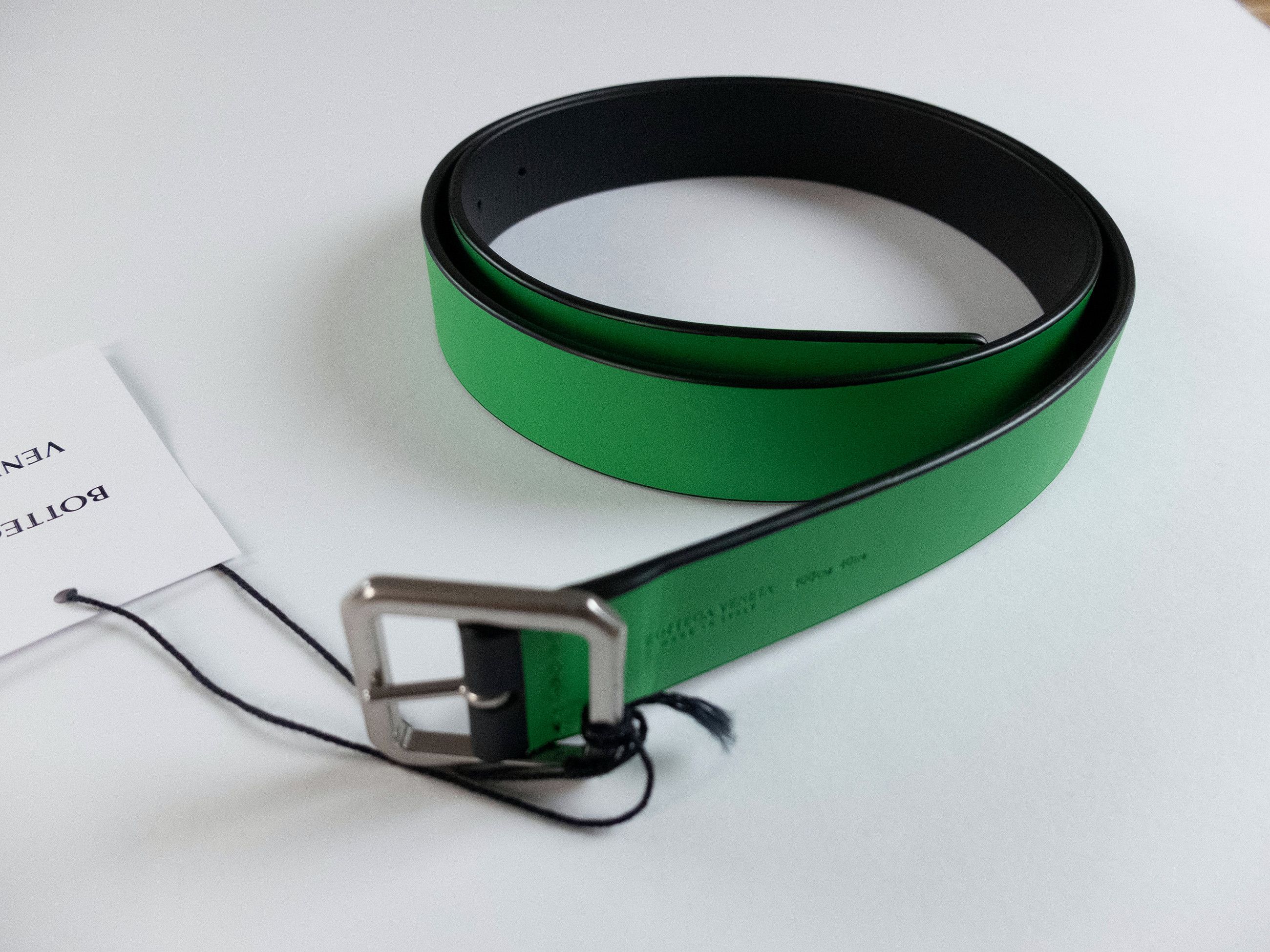 Bottega Veneta BOTTEGA VENETA black & green leather belt Size 100 Size 38 - 7 Thumbnail