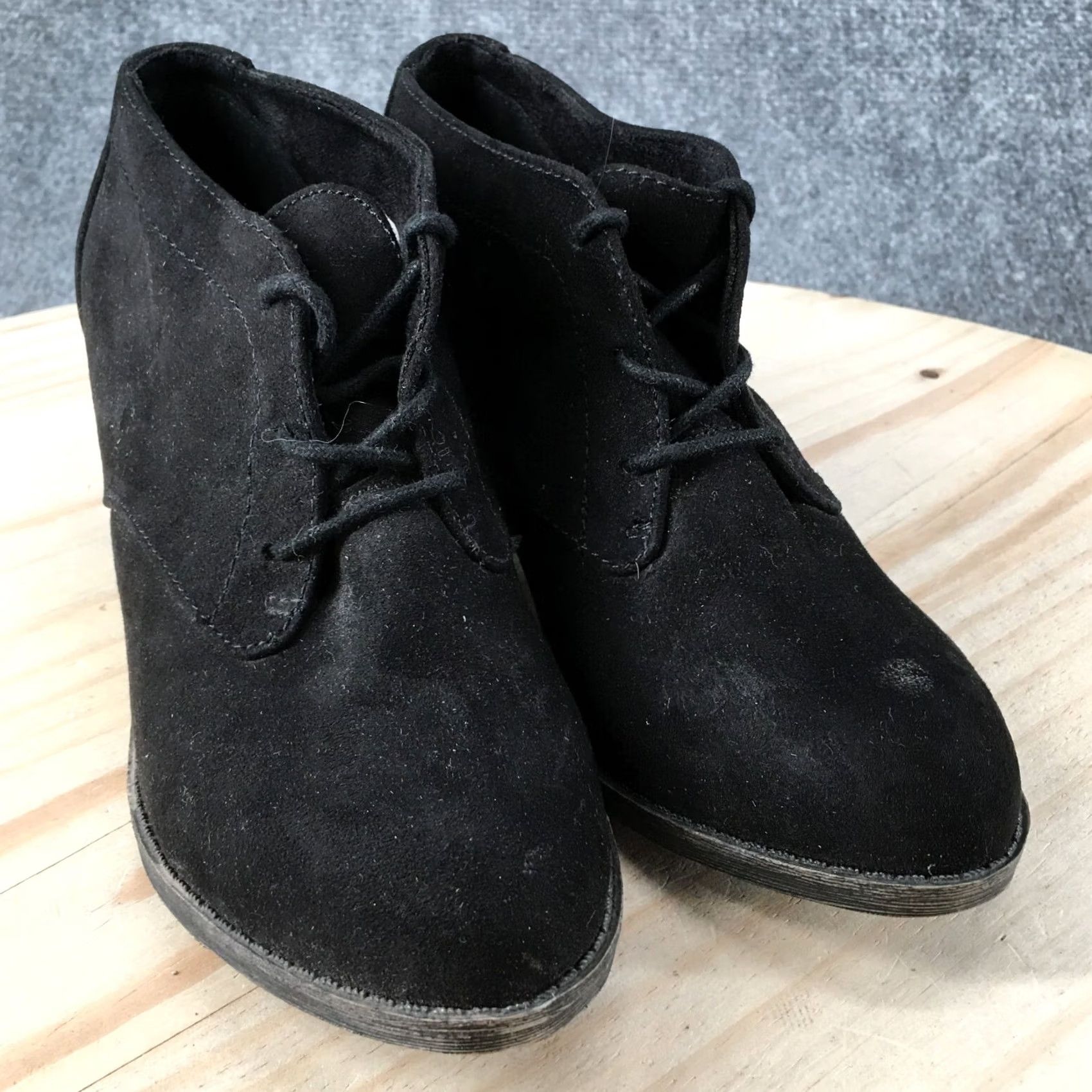 Vintage Rocket Dog Boots Womens 6 Sam Casual Lace Up Ankle Bootie Black Fabric Heels Size US 6 / IT 36 - 3 Thumbnail