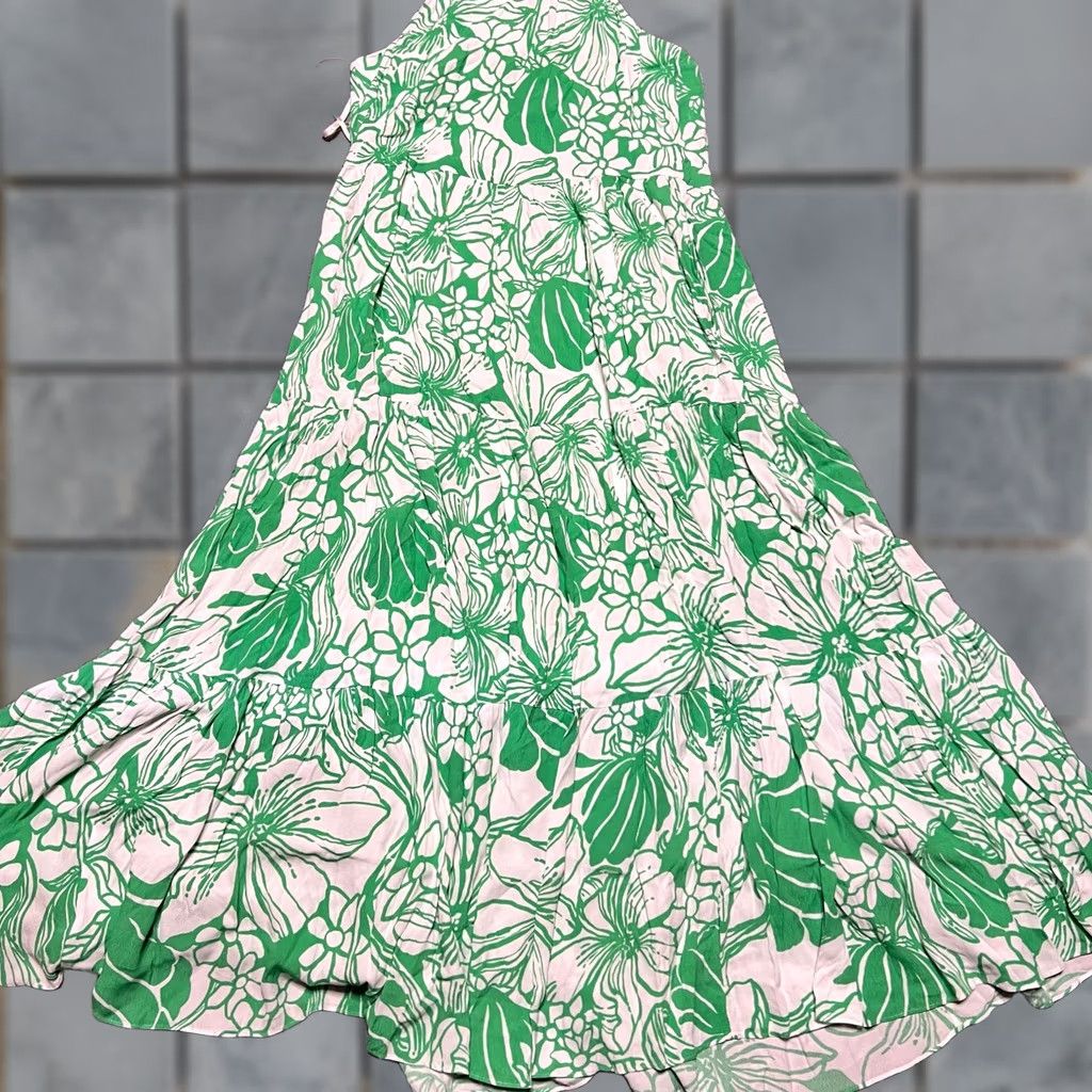 Lilly Pulitzer Lilly Pulitzer Maxi Dress S Halter Pockets Kiss My Tulip Spearmint Beccalynn Dress Women Small Green Regular Long Maxi Size S / US 4 / IT 40 - 1 Thumbnail