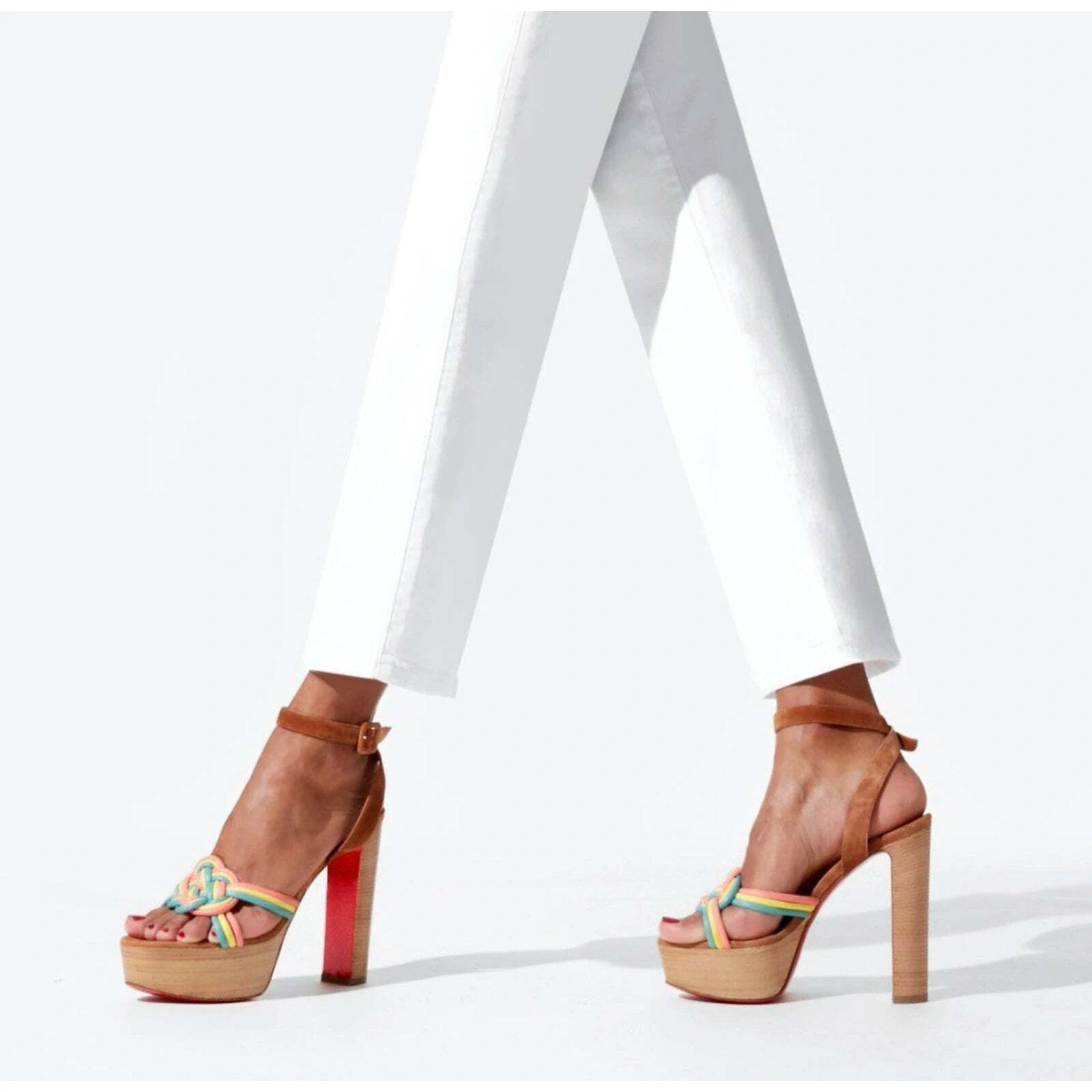 Christian Louboutin Ella 130 Brown Red Ankle Strap Platform Sandal Heel Pump 36 Size US 6 / IT 36 - 5 Thumbnail