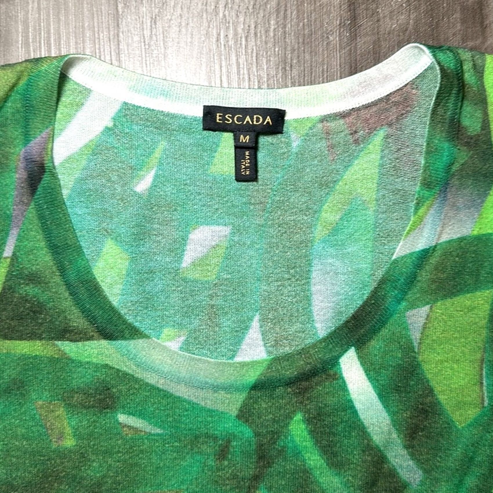 Escada ESCADA Green Leaf Viscose Blend Sleeveless Top Medium Tank Women XS? Size M / US 6-8 / IT 42-44 - 4 Thumbnail
