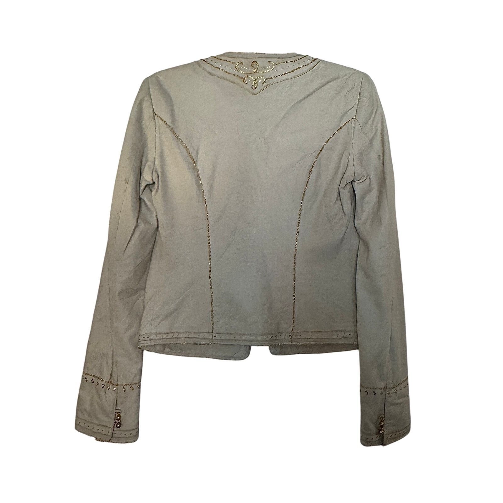Roberto Cavalli ROBERTO CAVALLI Women Leather Jacket Beige Size S / US 4 / IT 40 - 2 Thumbnail