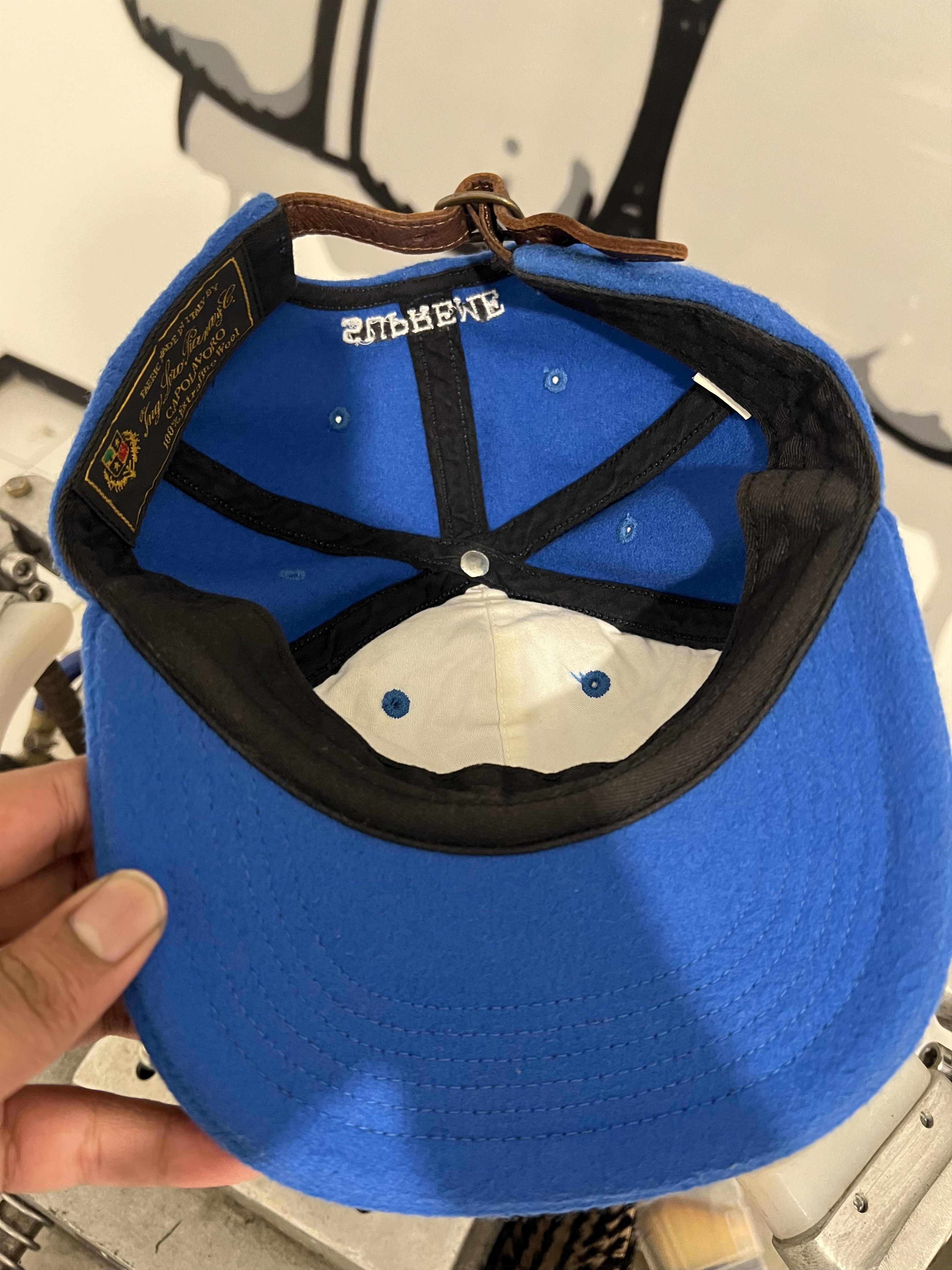 Loro Piana × Supreme Supreme "S" Logo Leather Strap Wool Cap Hats Size ONE SIZE - 5 Thumbnail