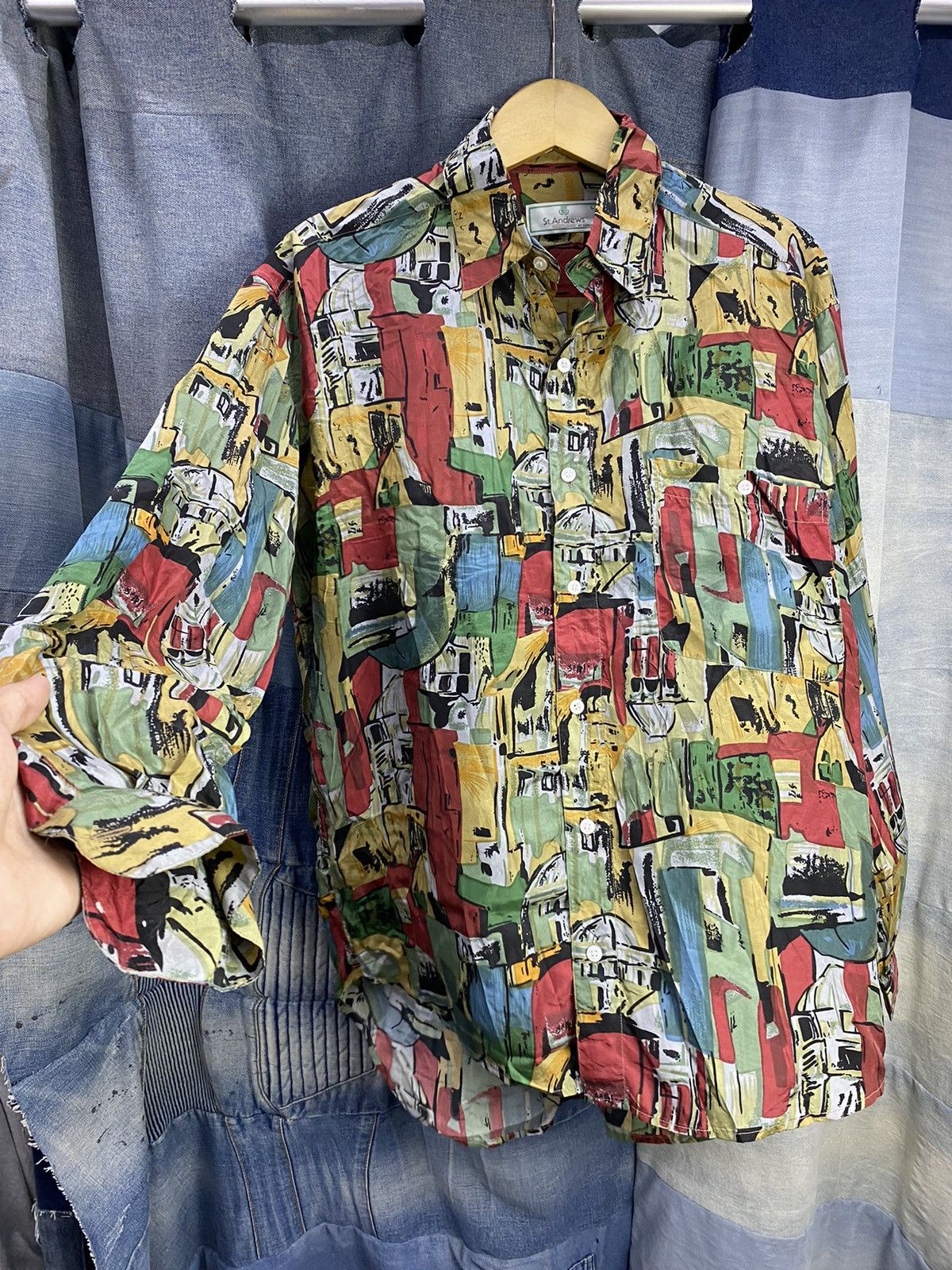 Designer × Vintage Vintage silk shirt st Andrews Size US L / EU 52-54 / 3 - 2 Thumbnail