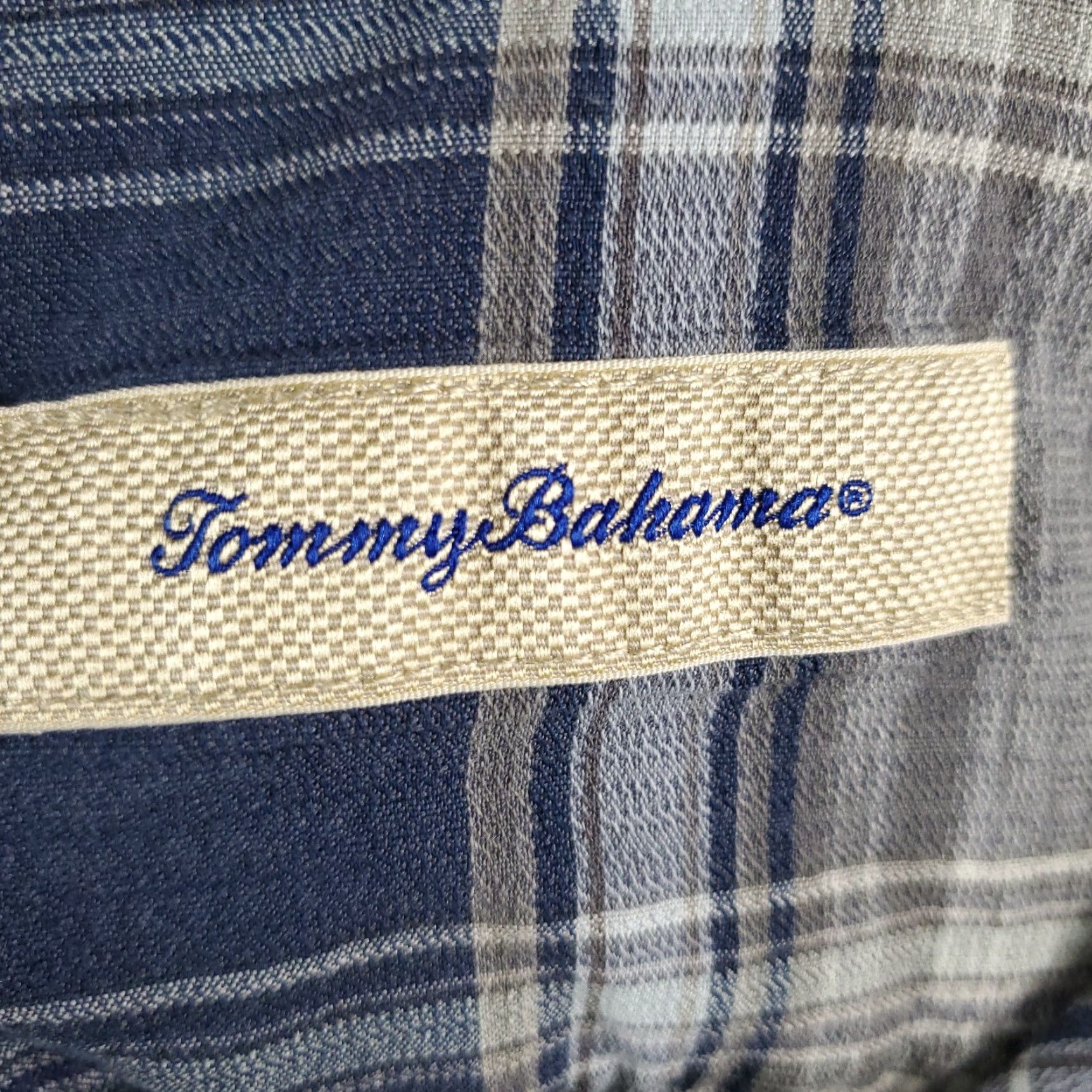 Tommy Bahama Tommy Bahama Shirt Mens Large Blue Plaid Short Sleeve Button Up Silk Cotton Size US L / EU 52-54 / 3 - 6 Thumbnail