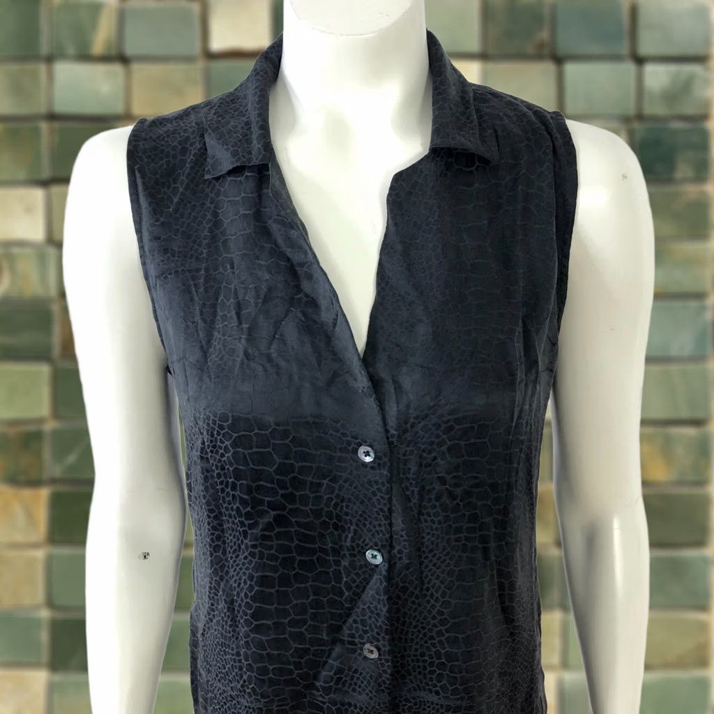 Equipment Equipment Femme Mini Dress Shirt Womens Small 100% Silk Black All Over Print Button Size S / US 4 / IT 40 - 1 Thumbnail