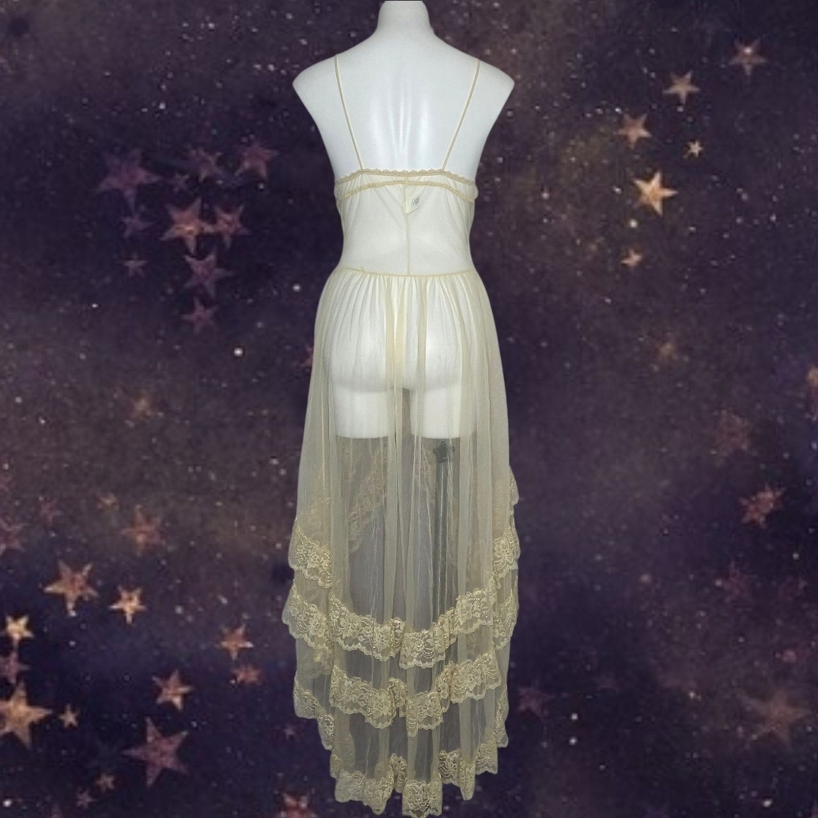 Vintage 70s Faris Treasure Purple Velvet & Lace Fairy Negligee Gown Size M / US 6-8 / IT 42-44 - 5 Thumbnail