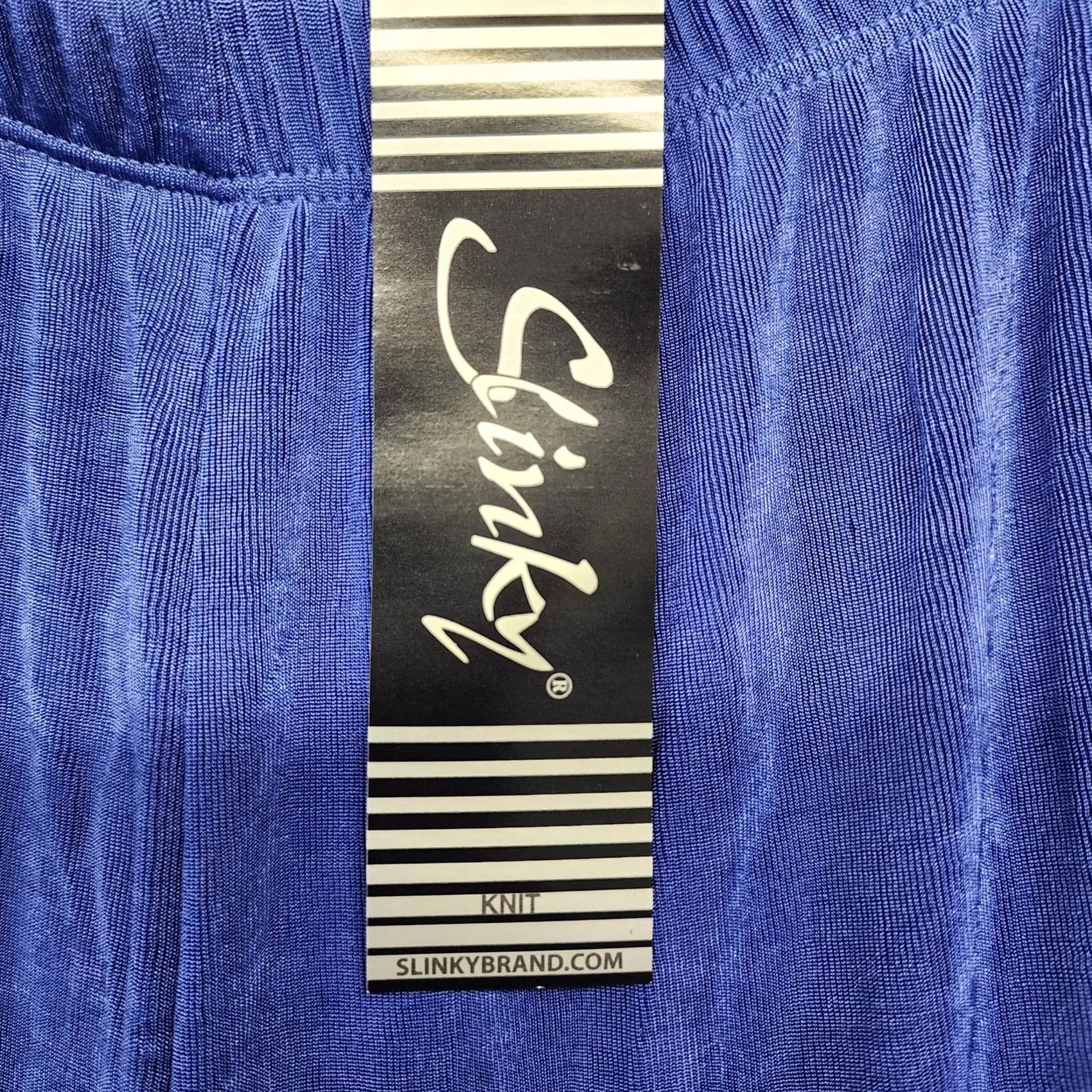 Vintage Slinky Brand Pants Womens P2XL Blue Stretch Knit Lounge Pull On Wide-Leg Ankle Liquid Size 40" / US 18 - 3 Thumbnail