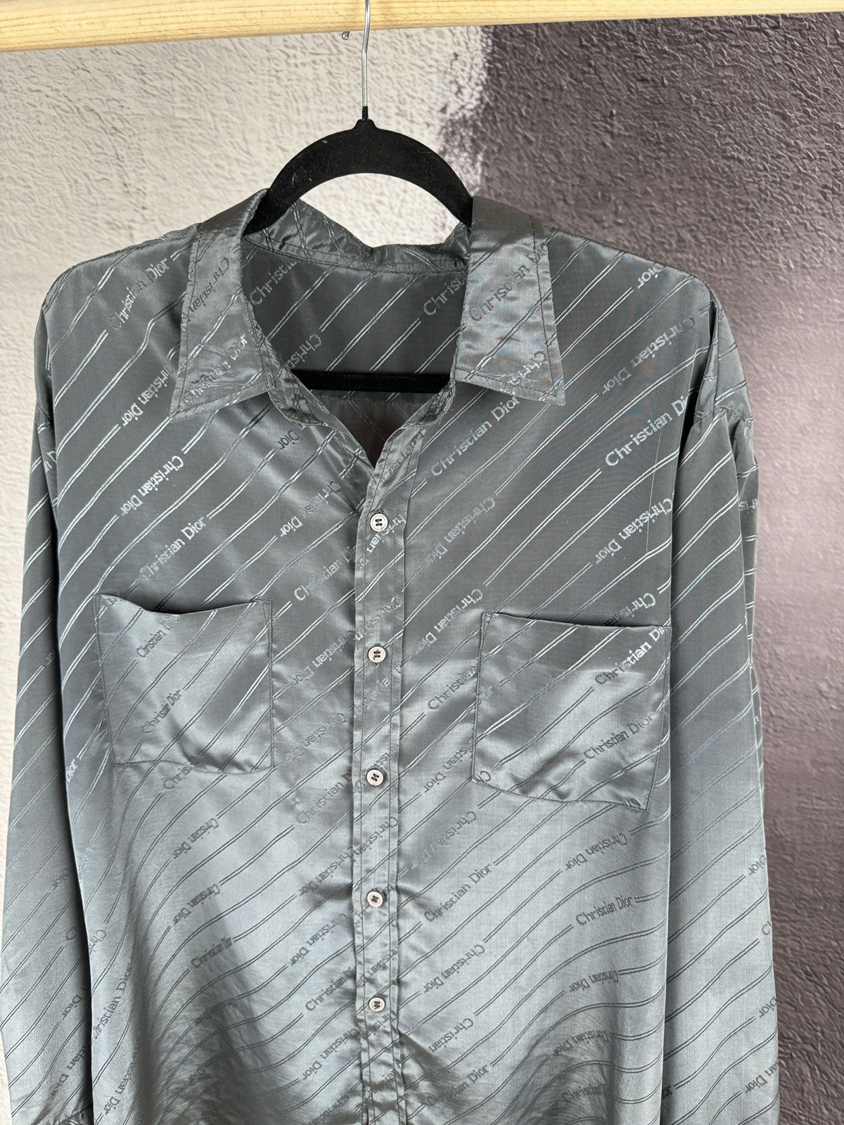 Vintage Vintage Monogram grey shimmer long sleeve shirt Size US XL / EU 56 / 4 - 6 Thumbnail