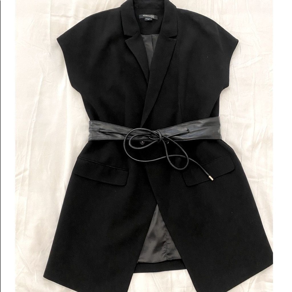 Georges Marciano Marciano Black Vest with leather wrapping belt Size L Size L / US 10 / IT 46 - 1 Thumbnail