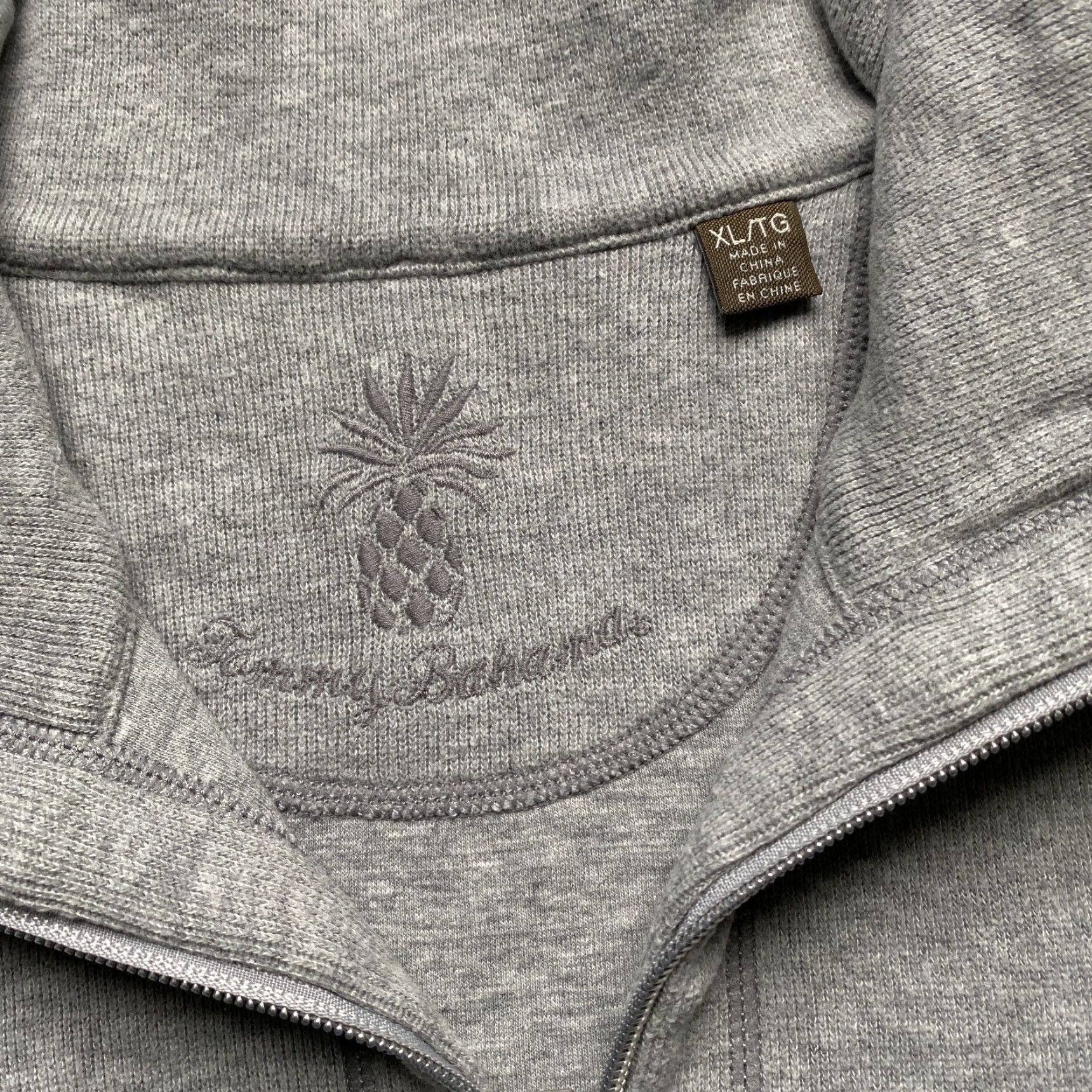 Tommy Bahama Tommy Bahama Mens Pullover Sweater 1/4 Zip Gray XL Long Sleeve Mock Neck Embroidered Logo Zipper Casual Knit Cotton Shirt Size US XL / EU 56 / 4 - 3 Thumbnail