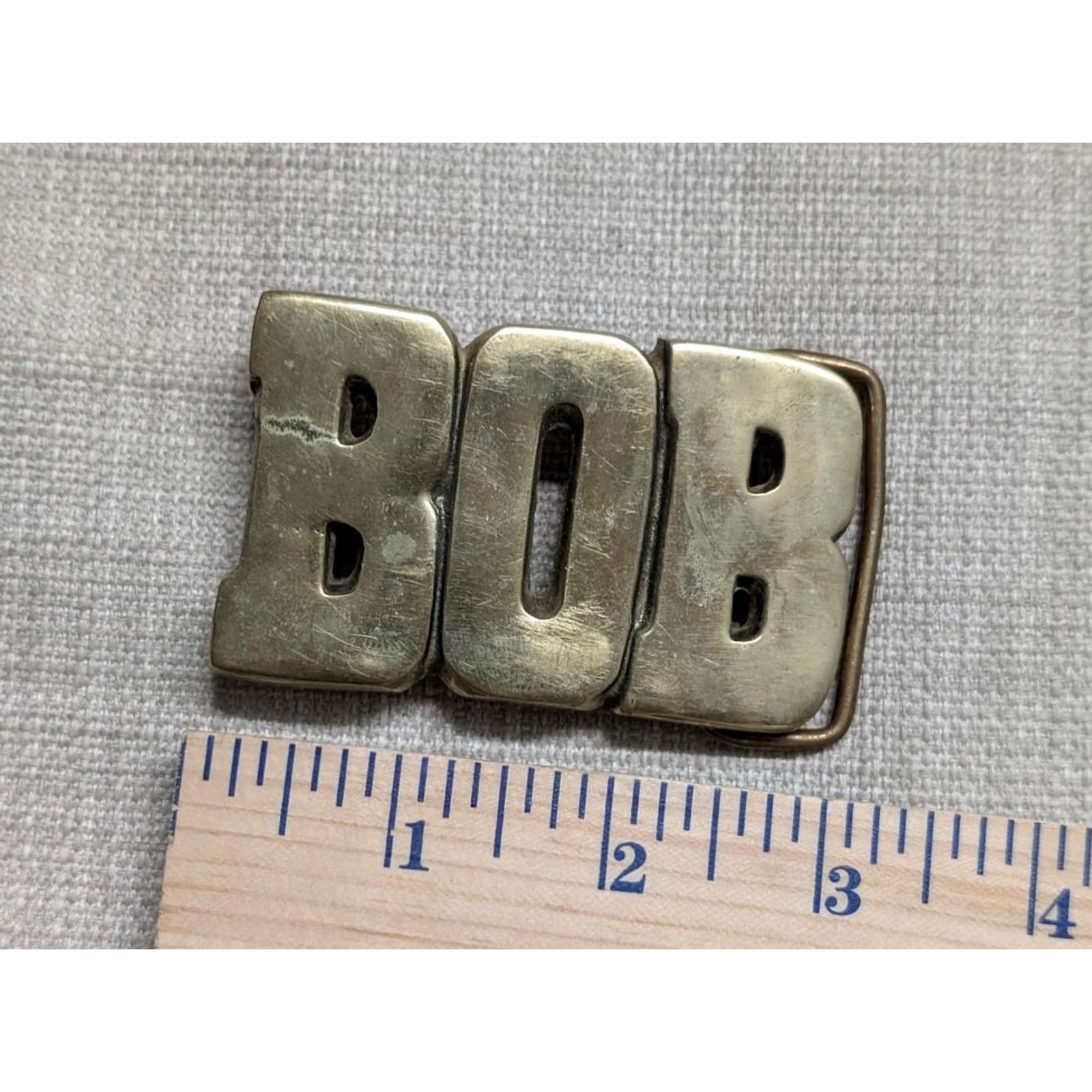 Vintage VINTAGE belt buckle cowboy NAMED 1970s brass western BOB trucker Size ONE SIZE - 3 Thumbnail