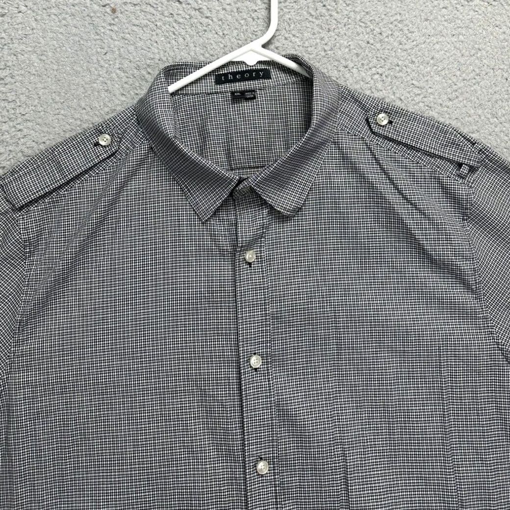 Theory THEORY Shirt Adult 2XL Black White Checkered Button Up Long Sleeve Casual Mens Size US XXL / EU 58 / 5 - 5 Thumbnail