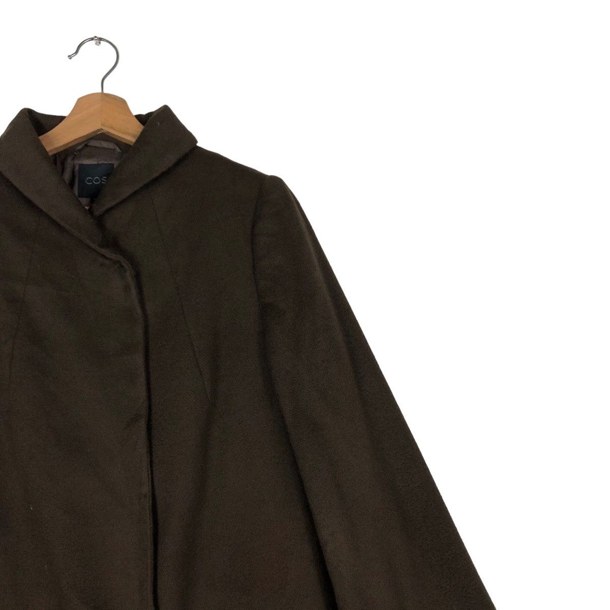 Cos 🔥Long Jacket Wool Herringbone Fly COS Rich Brown Size XS / US 0-2 / IT 36-38 - 6 Thumbnail