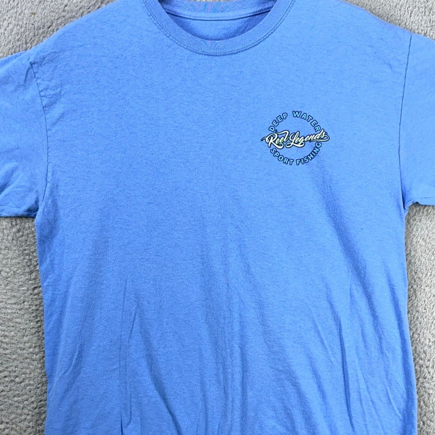 Vintage Reel Legends T-Shirt Crewneck Tee Men Large Blue Graphic Deep Water Short Sleeve Size US L / EU 52-54 / 3 - 2 Thumbnail