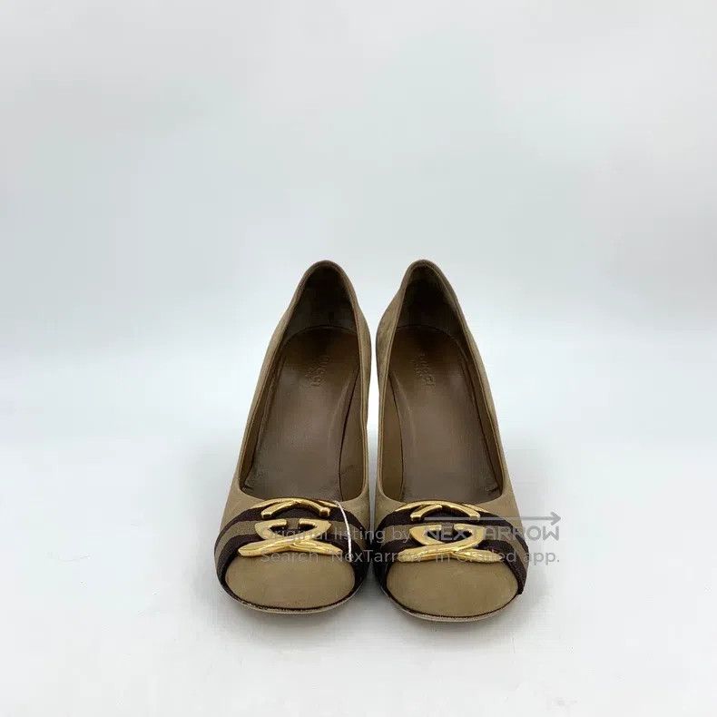 Gucci Gucci Dark brown logo round toe thick heel high heels Size US 6 / IT 36 - 3 Thumbnail