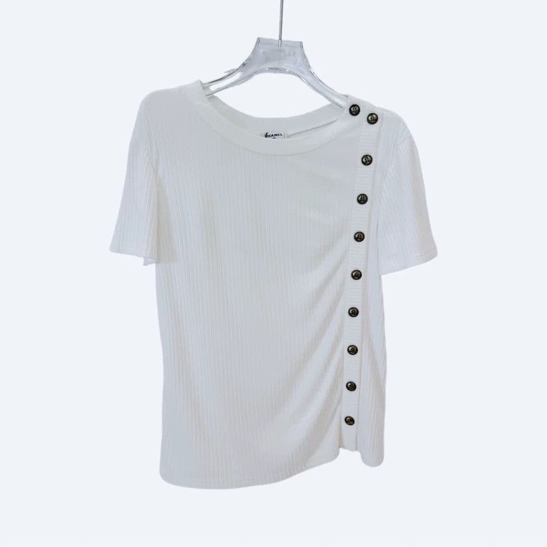 Chanel Chanel Anchor Button Knit Short Sleeve Top Size US XXS / EU 40 - 1 Thumbnail