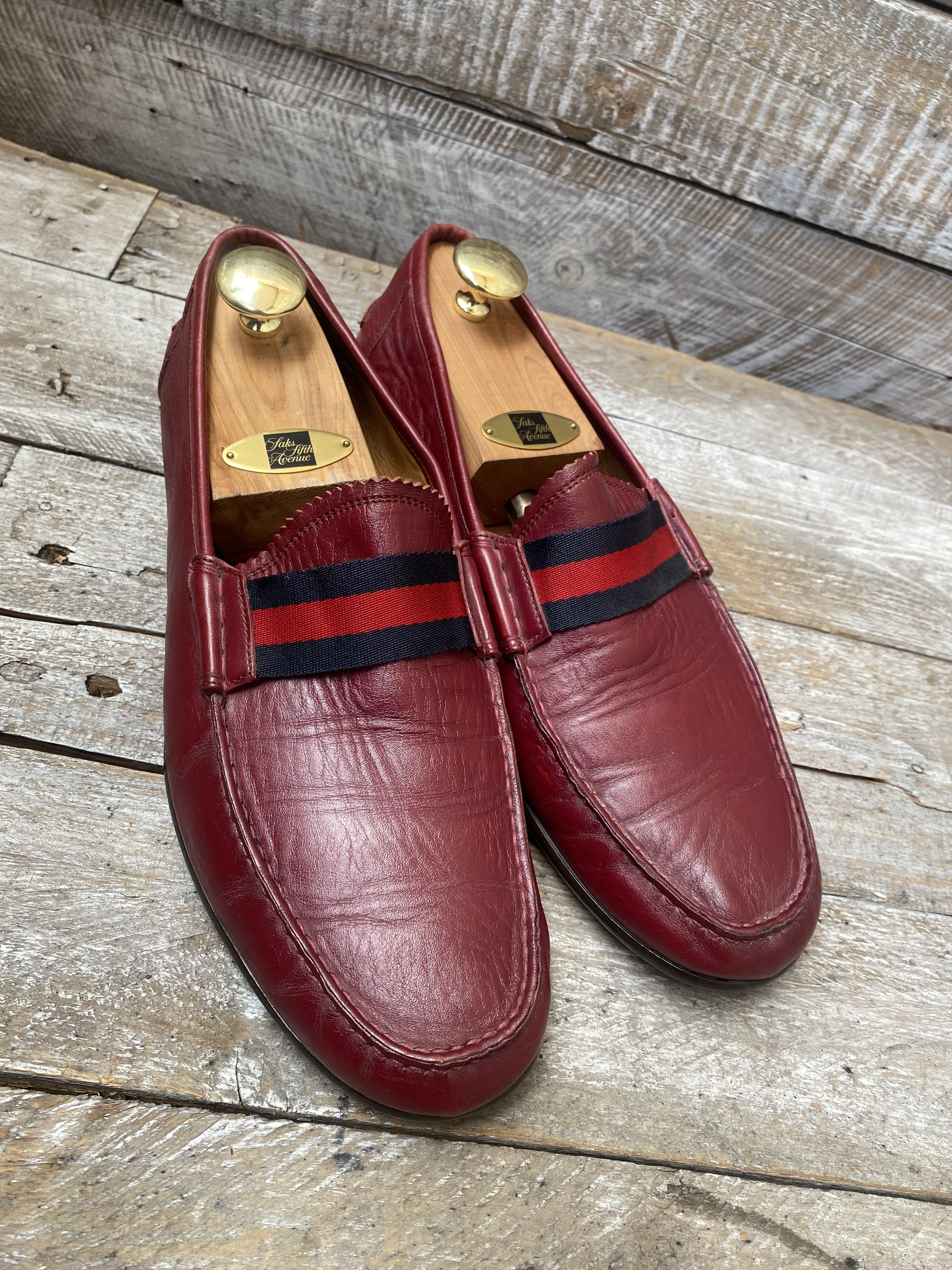 Gucci Gucci penny loafer burgundy 3 stripe leather shoes sz 10 Size US 11 / EU 44 - 7 Thumbnail