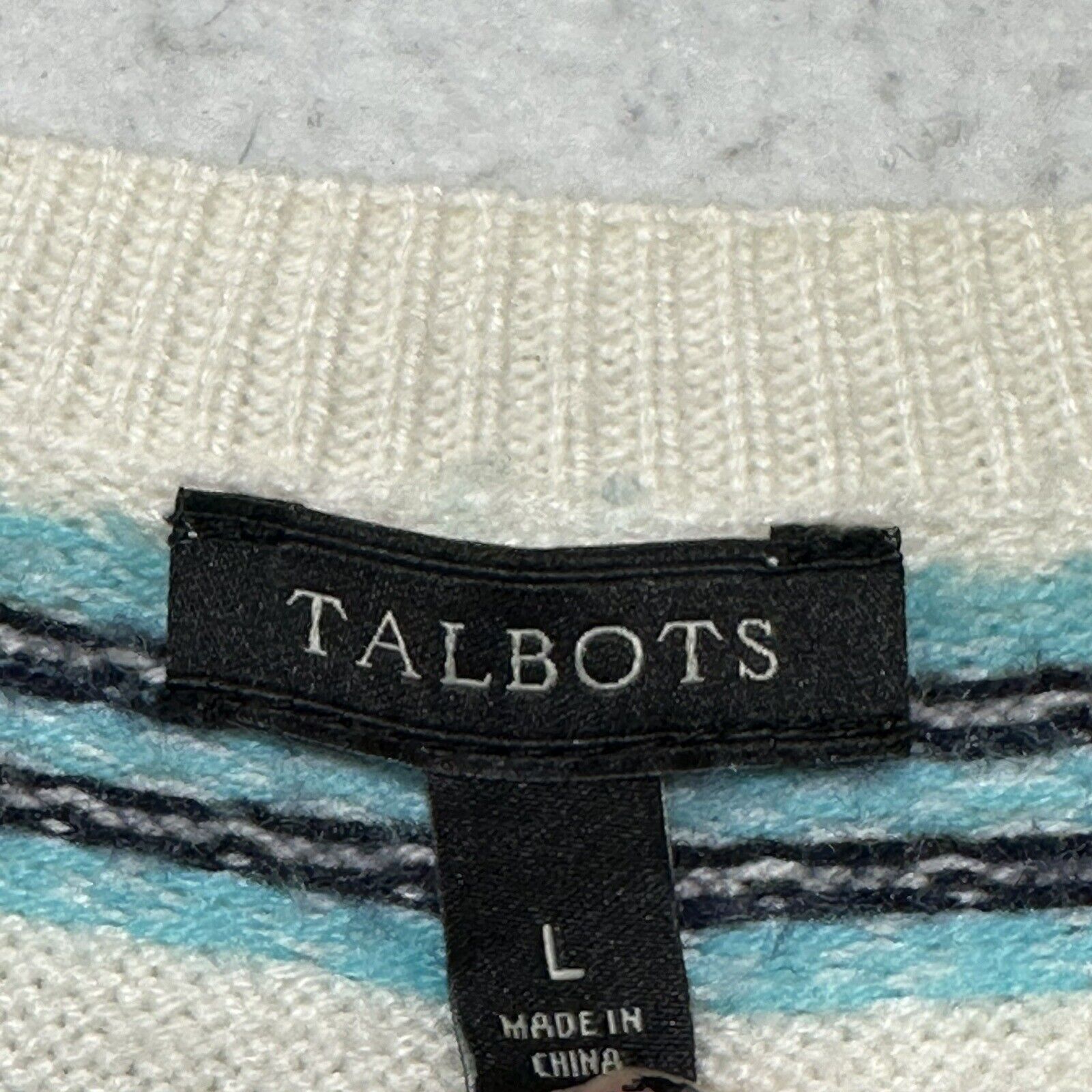 Other Talbots Large Fair Isle Lambs Wool Sweater White Blue Size L / US 10 / IT 46 - 7 Thumbnail