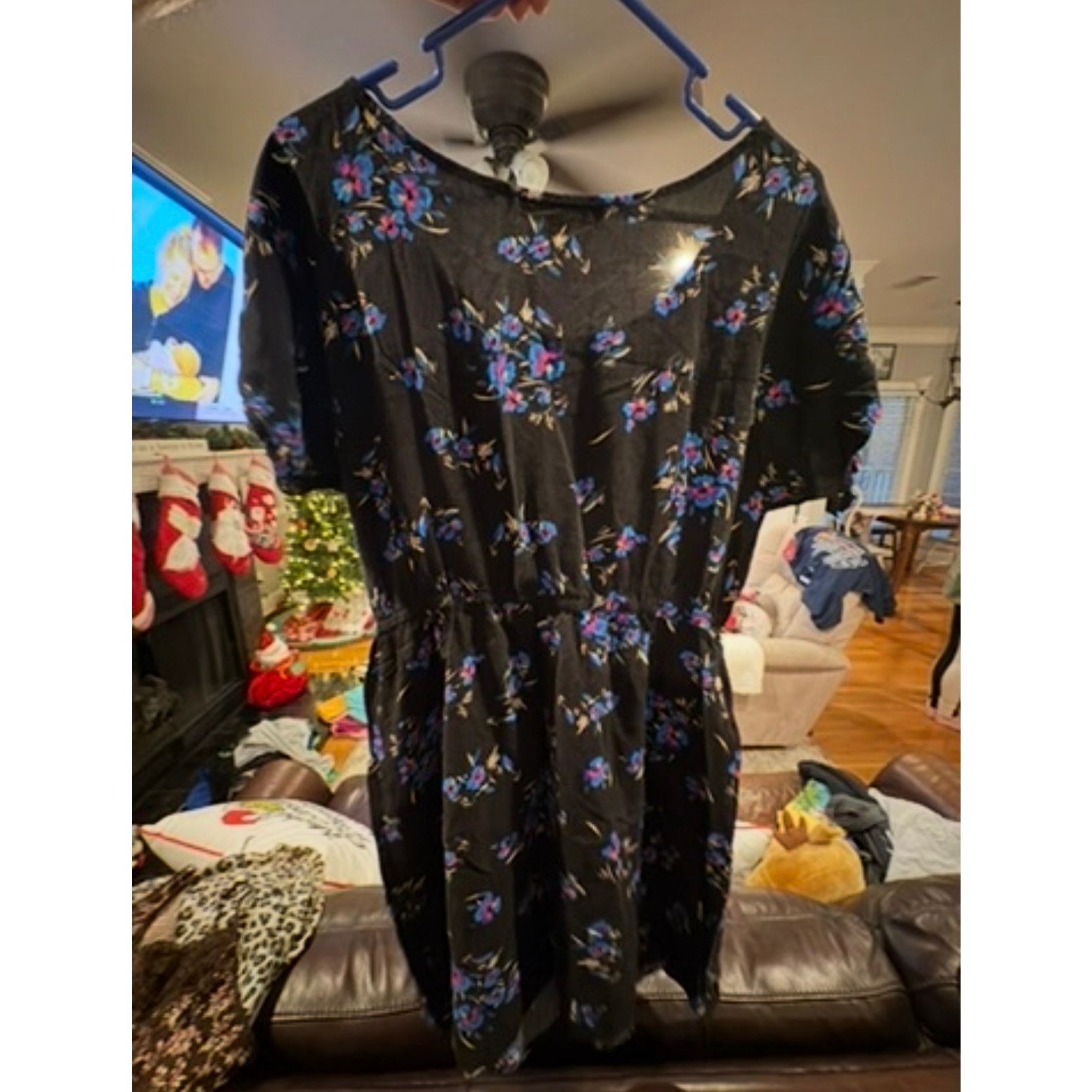 Forever 21 Forever 21 Women’s Large Black Floral Short Sleeve Dress Size L / US 10 / IT 46 - 4 Thumbnail