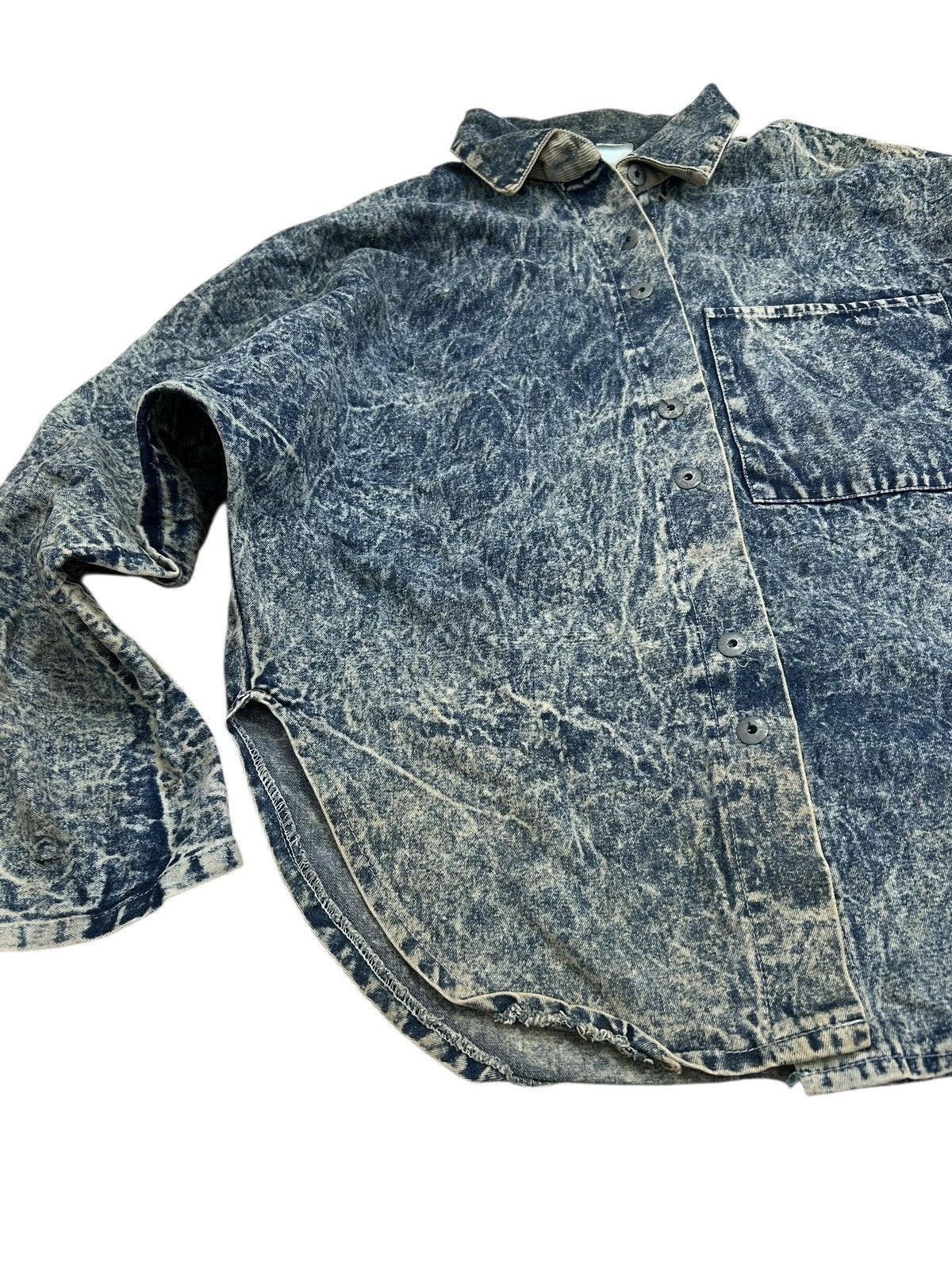Le Grande Bleu (L.G.B.) Vintage Hot Things 90s Acid Wash Clawn Marks Corduroy Collar Size US L / EU 52-54 / 3 - 4 Thumbnail