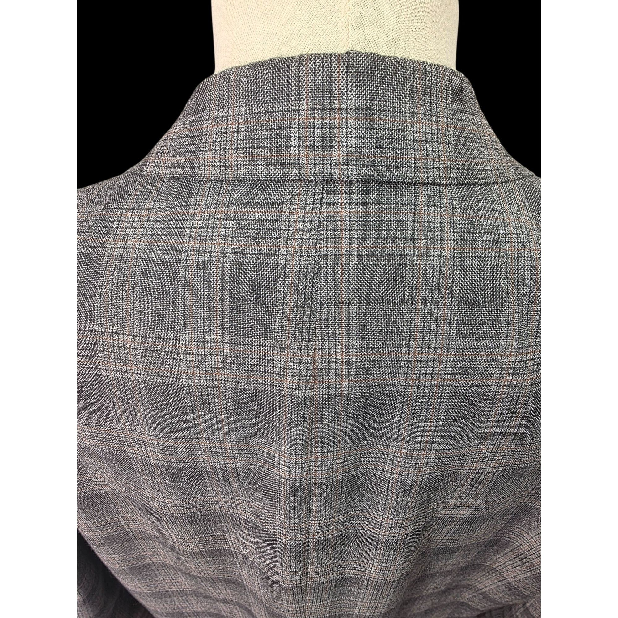 Lanvin Lanvin Paris 80s Glen Plaid Sport Coat 44L Grey Woo Size 44L - 13 Thumbnail
