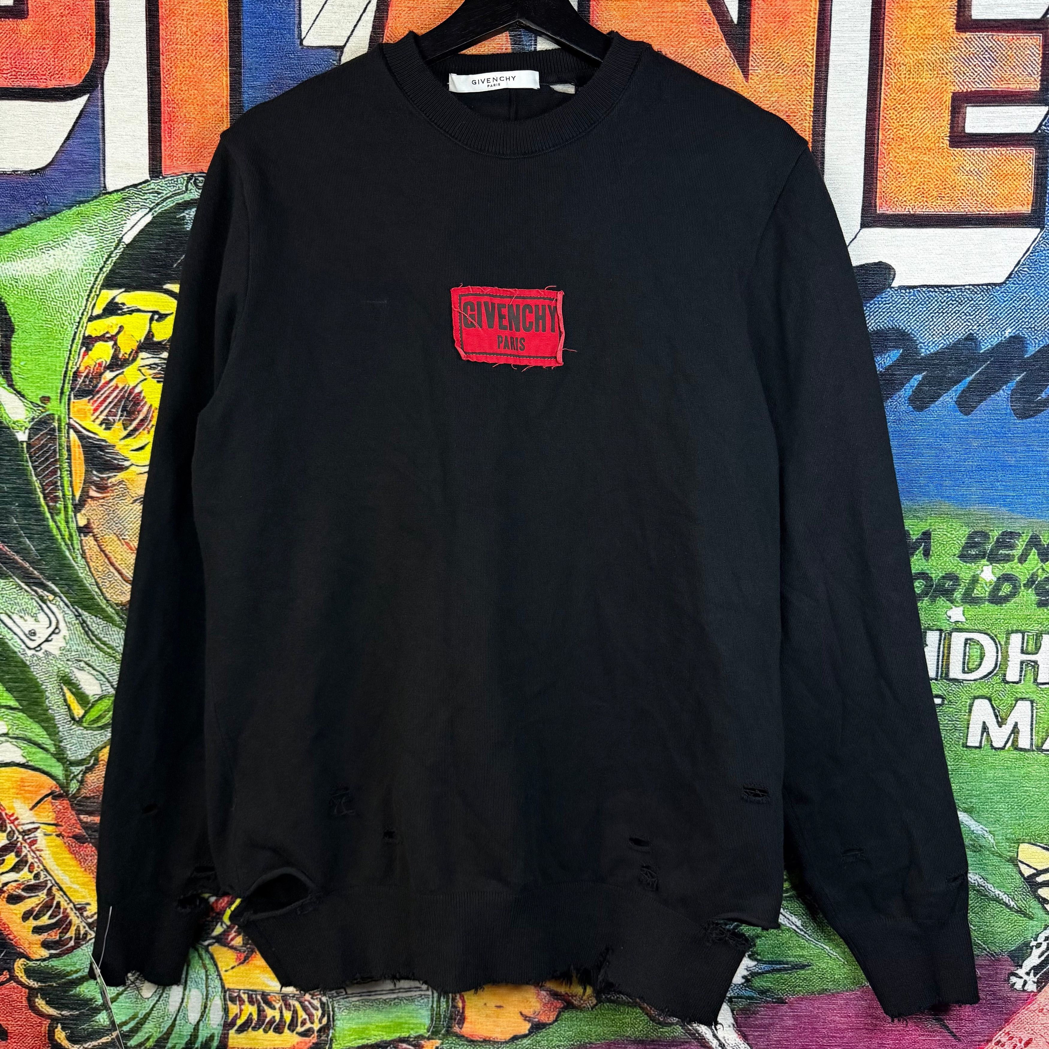 Givenchy Givenchy Paris Riccardo Tisci Distressed Box Logo Sweater Si Size US L / EU 52-54 / 3 - 1 Thumbnail