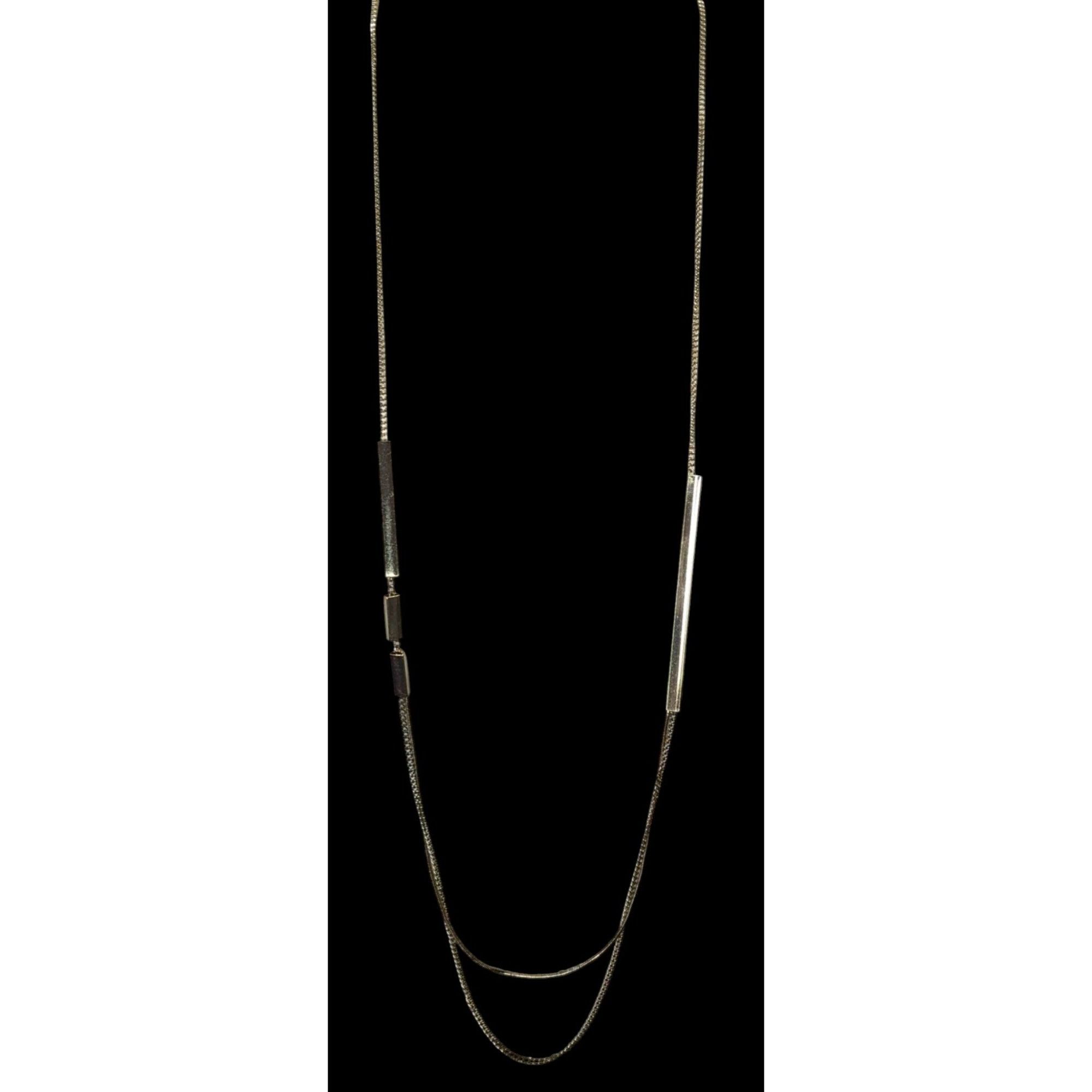 Other Gold-Tone Long Layered Chain Necklace With Bar Accents & 3-I Size ONE SIZE - 4 Thumbnail
