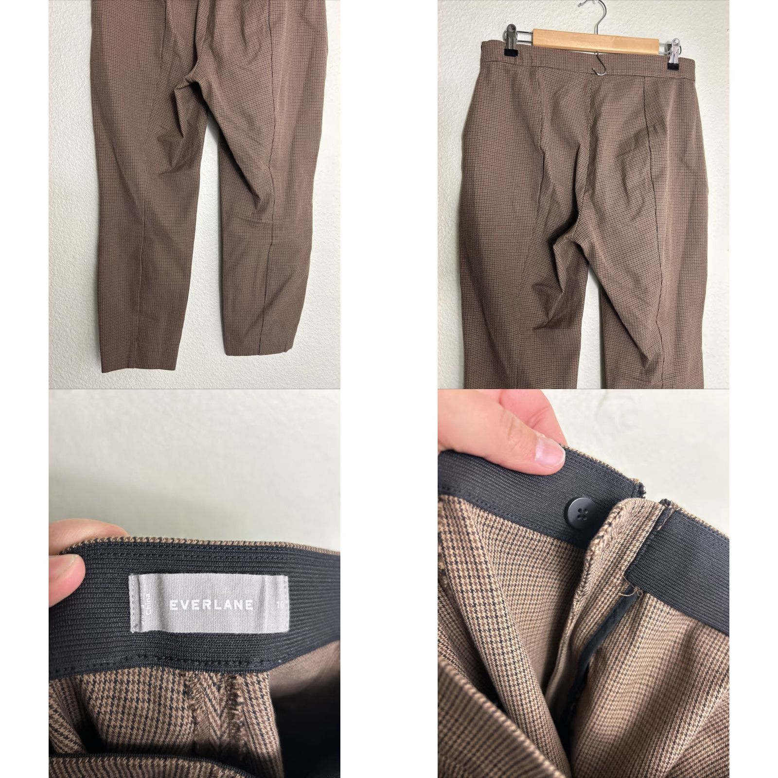 Everlane Everlane Houndstooth Curvy Fit Ankle Cropped Pants Women Size 10 Brown Size 32" / US 10 / IT 46 - 8 Thumbnail