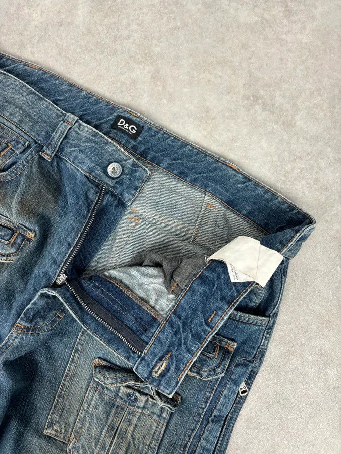 Dolce & Gabbana 2000s Dolce & Gabbana Navy Dirty Effect Denim Cargo Jeans Size US 36 / EU 52 - 9 Thumbnail