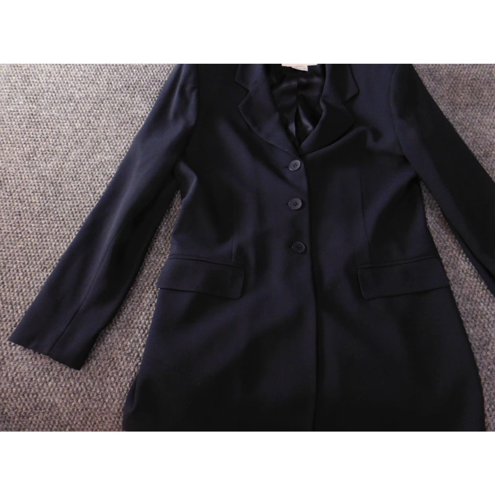 Jones New York Jones New York Blazer Womens 8 Blue Knit Cotton Lining Button Collared Mid-Length Casual Jacket Size M / US 6-8 / IT 42-44 - 3 Thumbnail