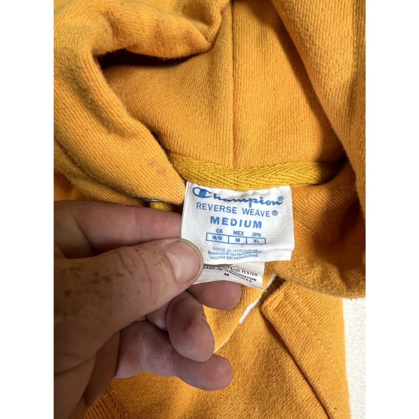 Champion Champion Hoodie Adult Mens Medium Yellow Spell Out Logo Reverse Weave Puff Size US M / EU 48-50 / 2 - 5 Thumbnail