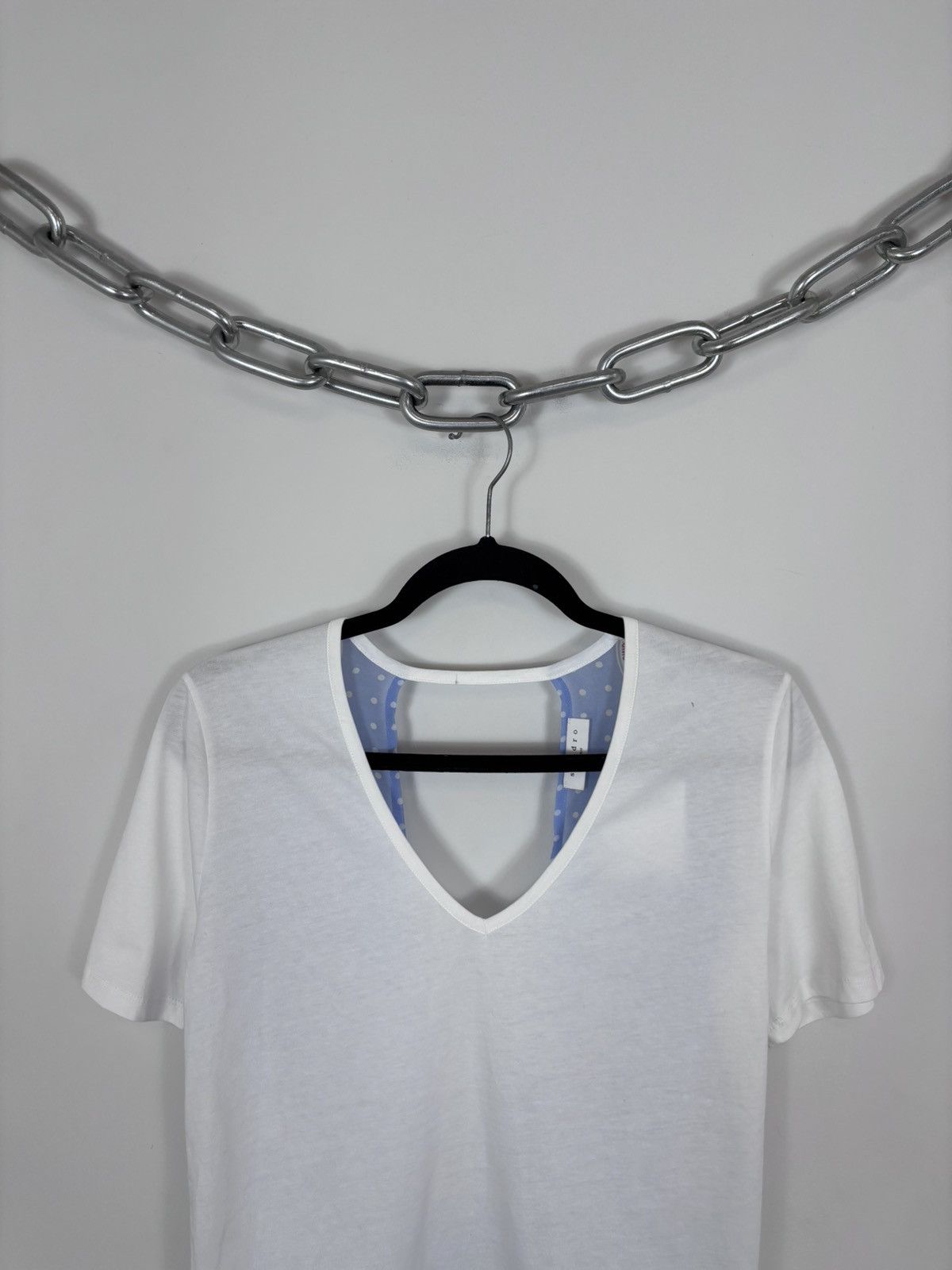 Sandro Sandro NWT Women’s Keep On Dancing White V-Neck T-Shirt Tee Size M / US 6-8 / IT 42-44 - 3 Thumbnail