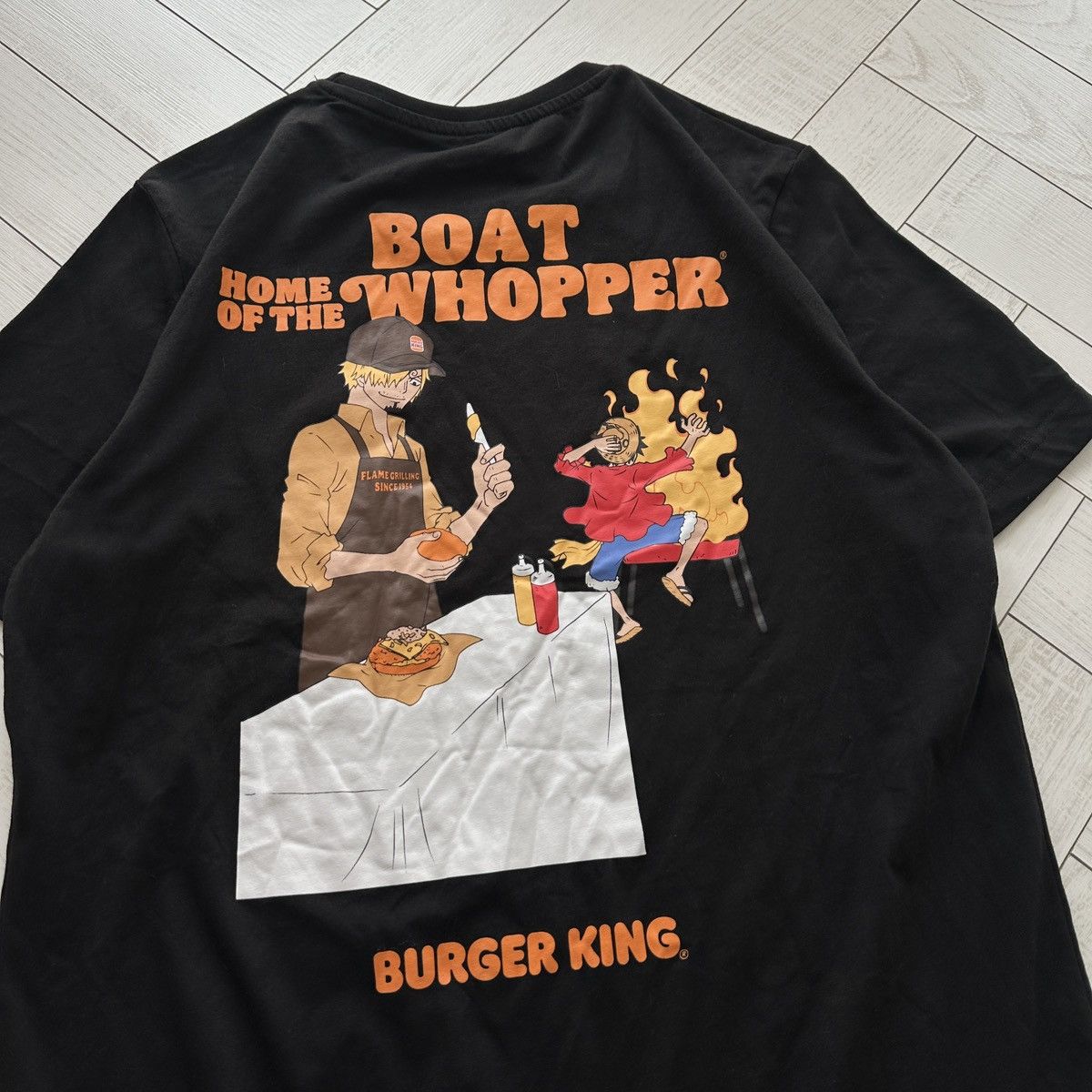 Anime Burger King x One Piece t-shirt anime Luffy graphic rare y2k Size US L / EU 52-54 / 3 - 6 Thumbnail