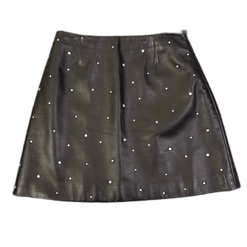Miu Miu Miumiu Full Rhinestone Leather Skirt 38 Size 38" / US 16 / IT 52 - 1 Thumbnail