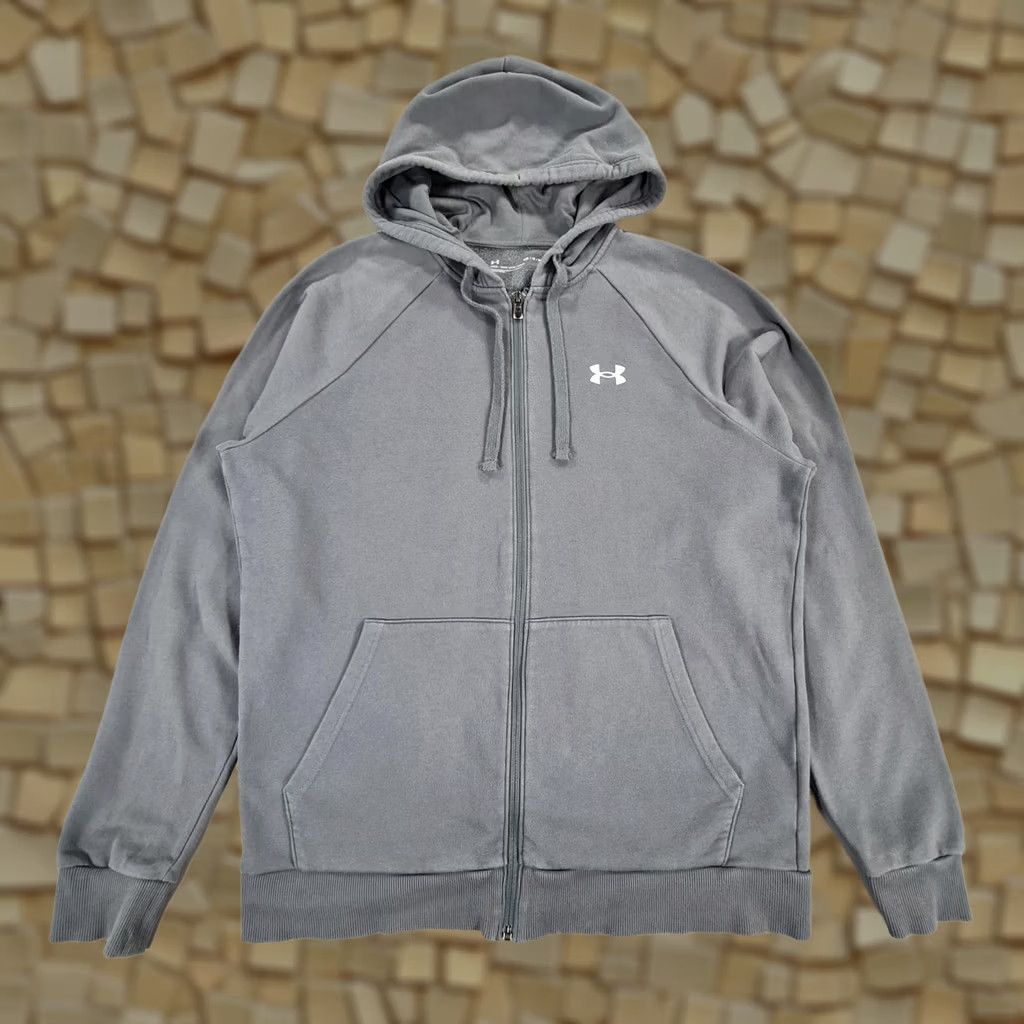 Under Armour Under Armour Mens Hoodie Full Zip Grey M Regular Cotton Fleece Rival 1357106 Size US M / EU 48-50 / 2 - 1 Thumbnail