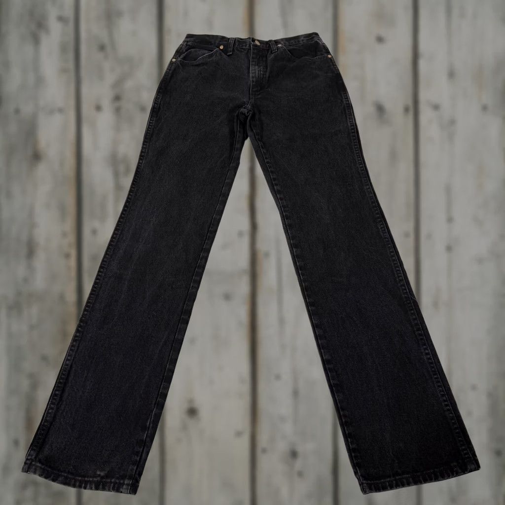 Wrangler Wrangler Jeans Mens 32x36 Black 930WBK Slim Straight Denim Jeans Western Work Cowboy Cut Five-Pocket Denim Pants Black Charcoal Wash Men Size US 32 / EU 48 - 1 Thumbnail